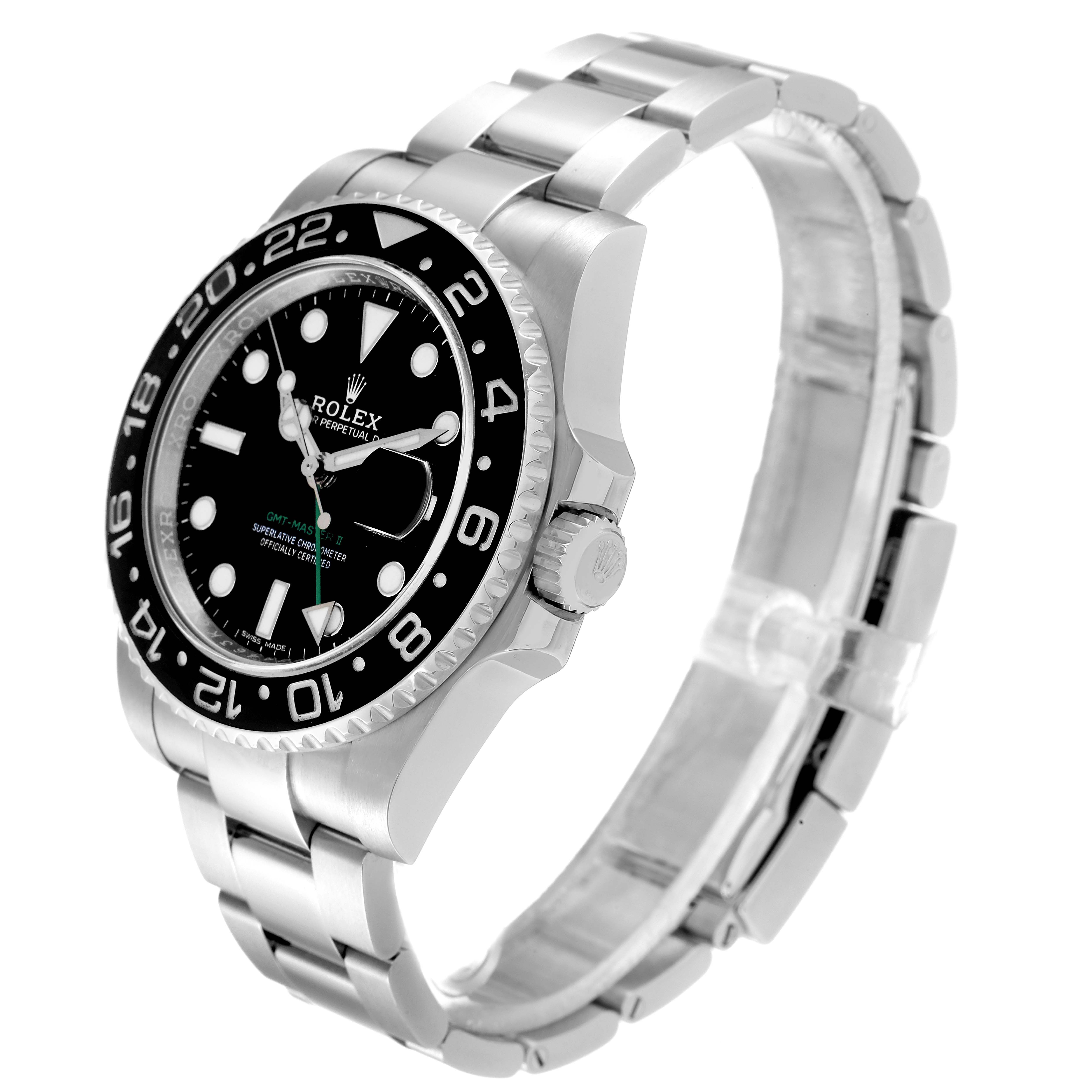 Rolex GMT Master II Black Dial Bezel Steel Mens Watch 116710 Box Card SwissWatchExpo