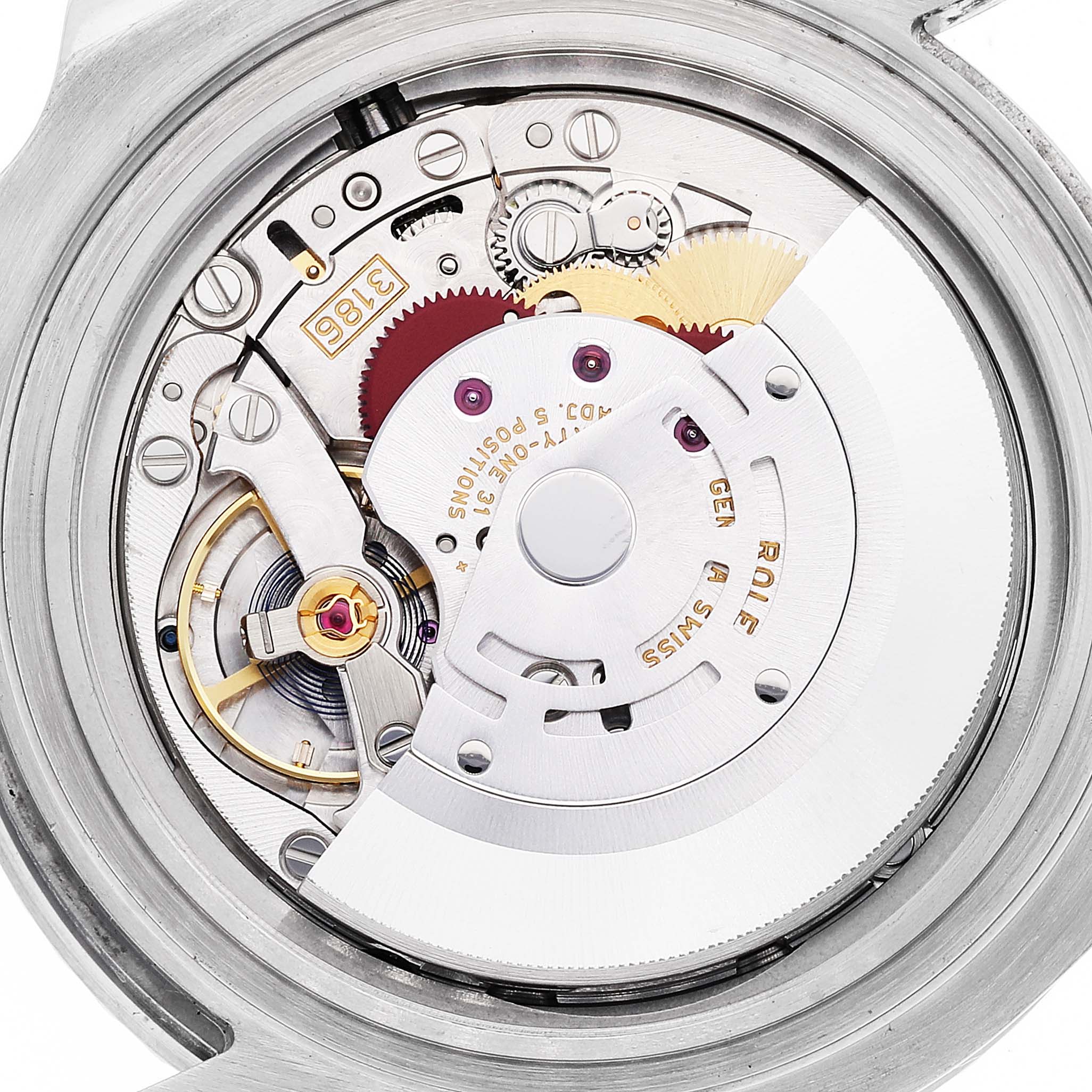 This image shows the internal movement mechanism of a Rolex GMT-Master 116710 Men's Stainless Steel Black Dial 116710 Men's Stainless Steel Black Dial watch, viewed from the back.