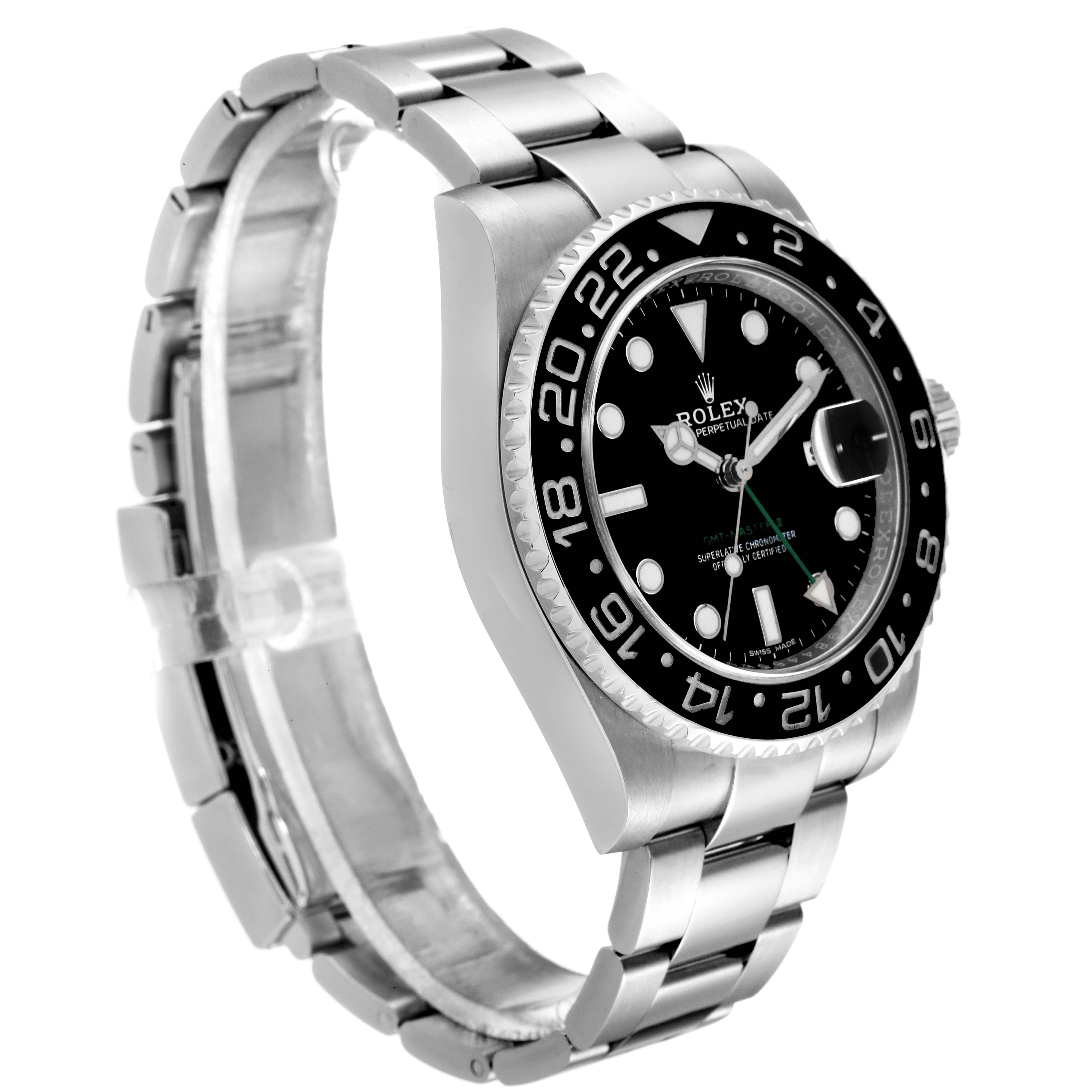 Rolex GMT Master II Black Dial Bezel Steel Mens Watch 116710 Box Card SwissWatchExpo