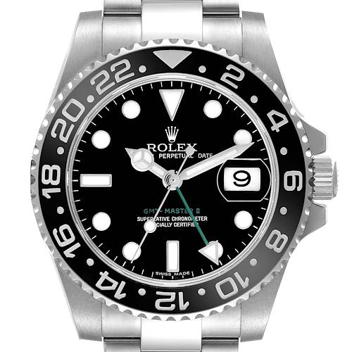 Photo of Rolex GMT Master II Steel Black Dial Green Hand Mens Watch 116710 Box Card