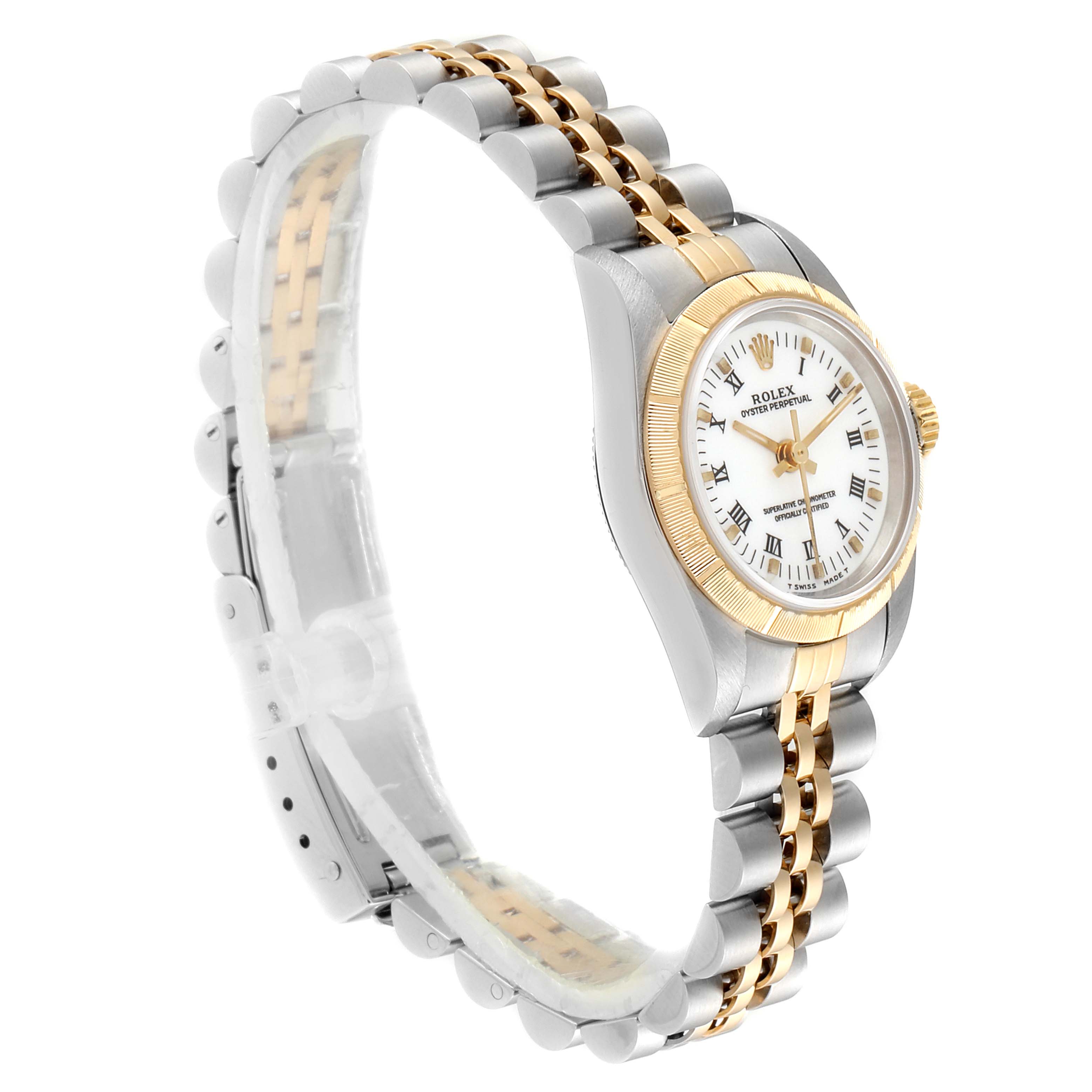 Rolex Oyster Perpetual NonDate Ladies Steel Yellow Gold Watch 67243 ...