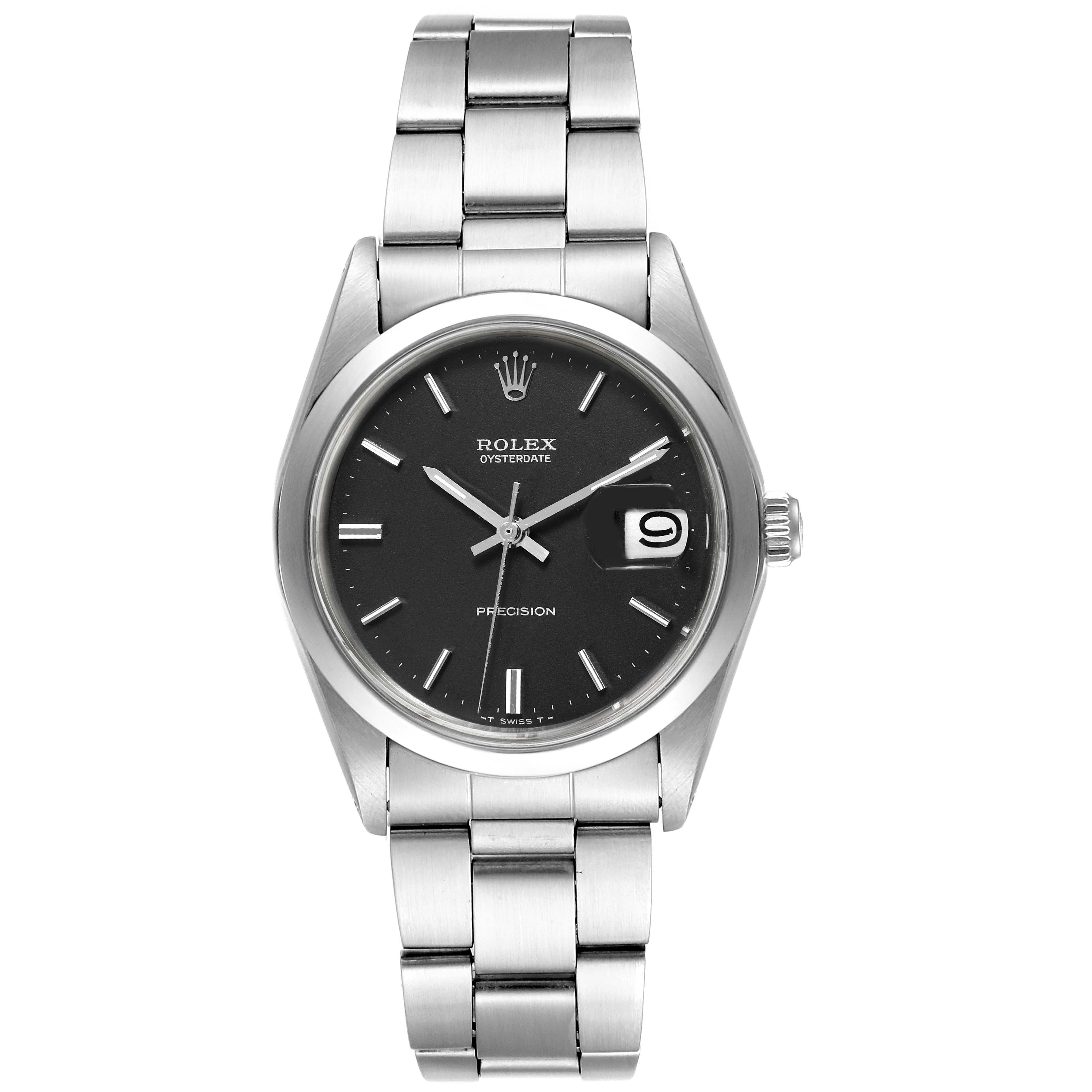 The Rolex Vintage Collection 6694 Men's Stainless Steel Black Dial 6694 Men's Stainless Steel Black Dial watch is shown from the front, displaying the dial, date window, and stainless steel bracelet.