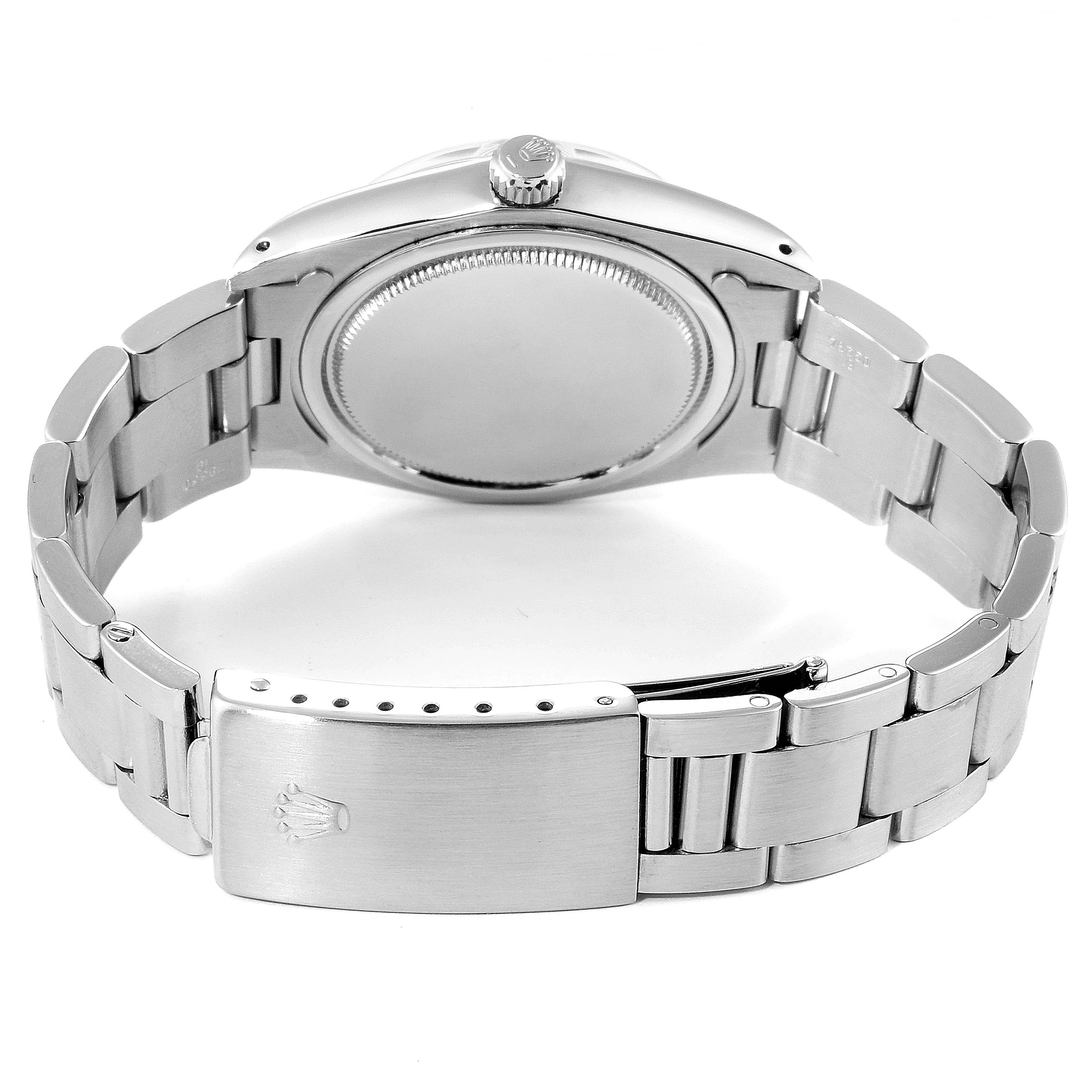 The image shows the back and clasp of the Rolex Vintage Collection 6694 Men's Stainless Steel Silver Dial 6694 Men's Stainless Steel Silver Dial watch, highlighting its stainless steel bracelet.