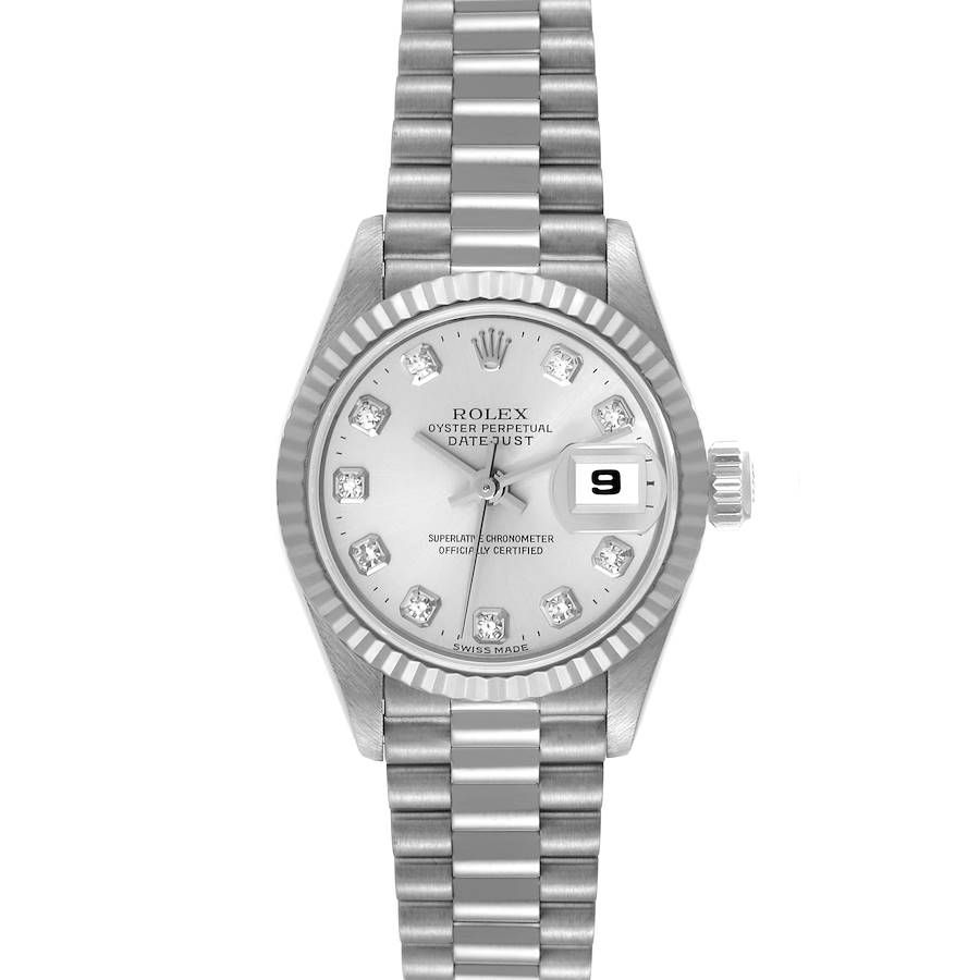 Rolex President Datejust 26 White Gold Diamond Dial Ladies Watch 69179 SwissWatchExpo