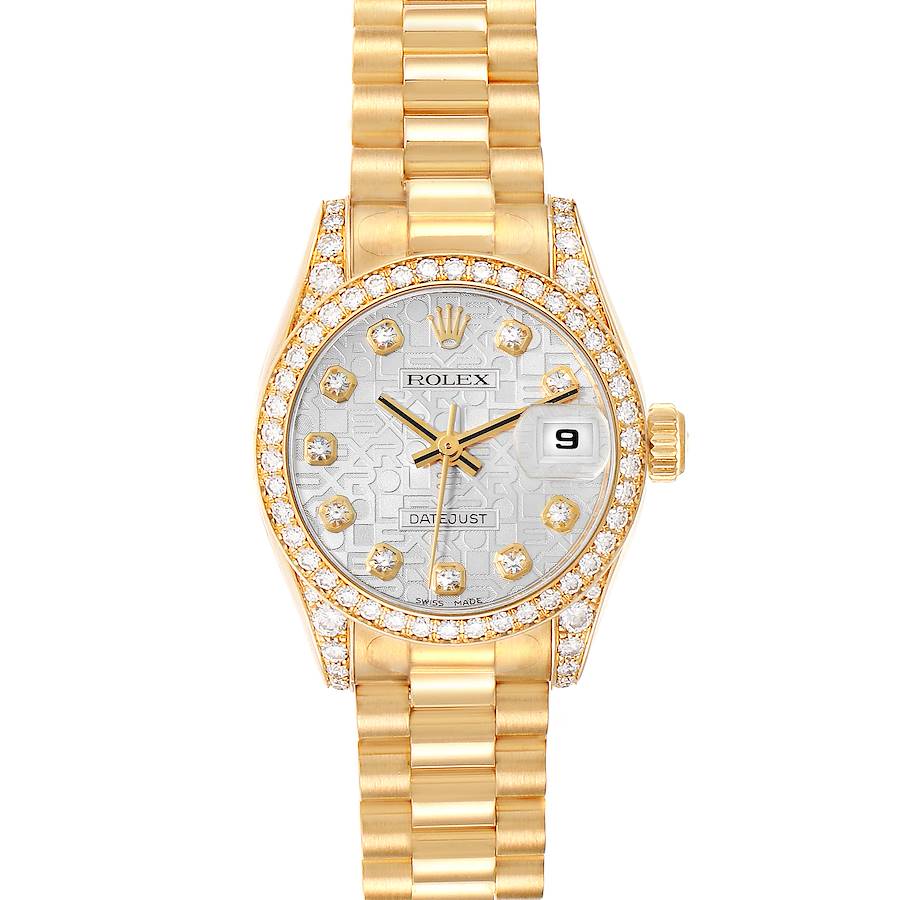 Rolex President Datejust Yellow Gold Silver Diamond Dial Ladies Watch 179158 SwissWatchExpo