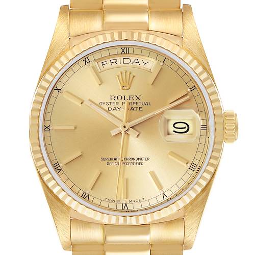 Photo of Rolex President Day-Date Yellow Gold Champagne Dial Mens Watch 18038