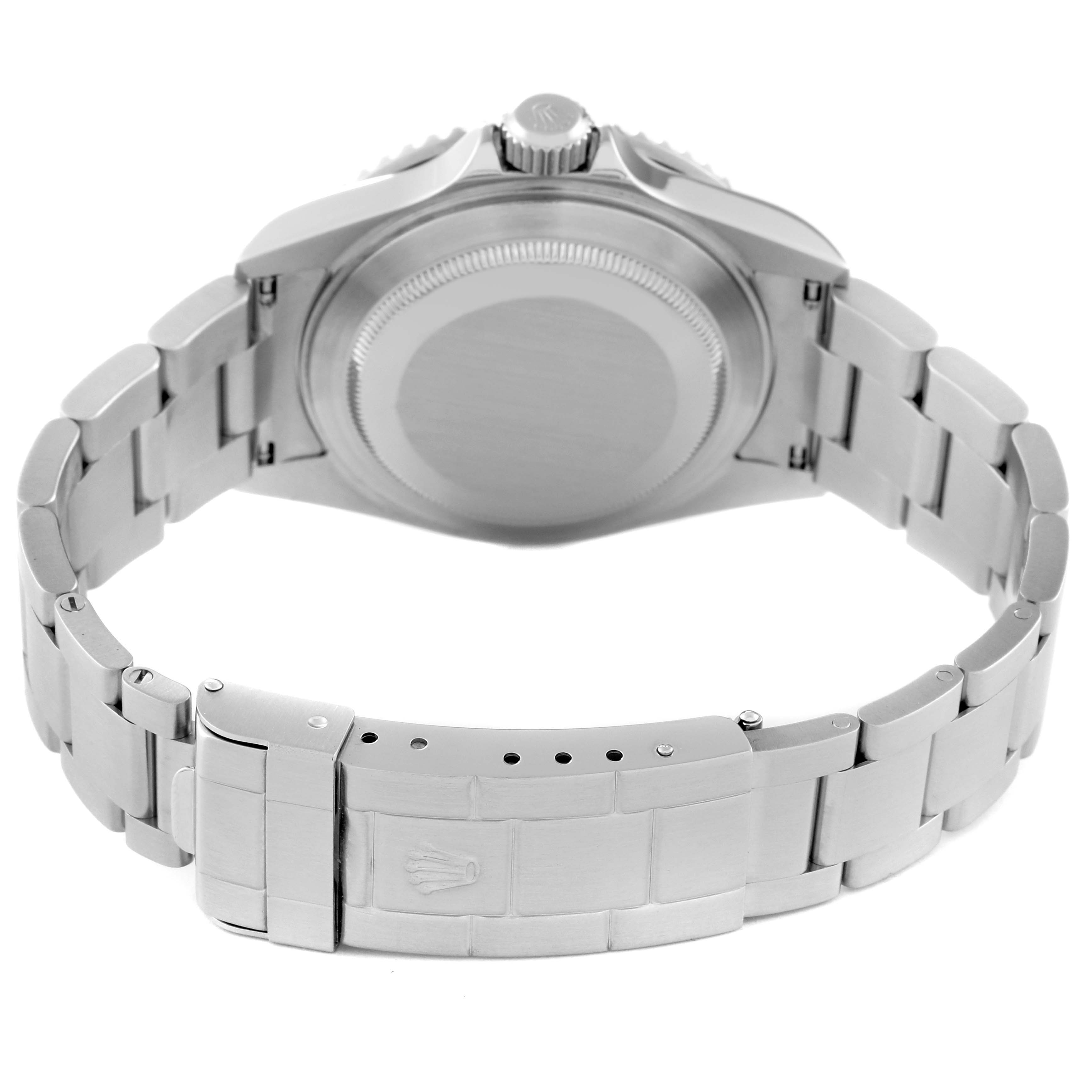 The image shows the back case and bracelet of a Rolex Submariner 16610 Men
s Stainless Steel Black Dial 16610 Men
s Stainless Steel Black Dial watch from a rear angle.