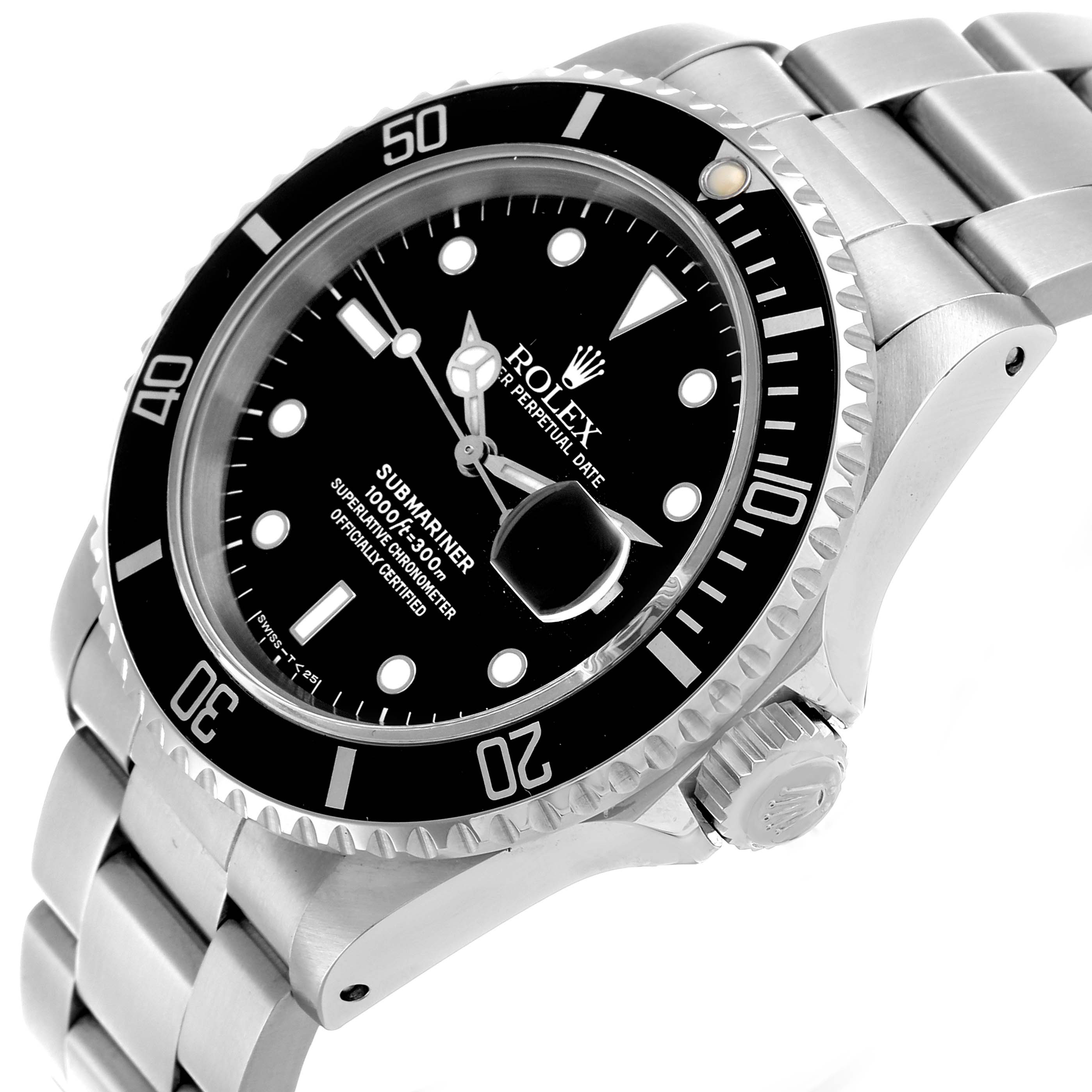 The Rolex Submariner 116610 Men
s Stainless Steel Black Dial watch is shown at a slight angle, displaying the dial, bezel, crown, and part of the bracelet.