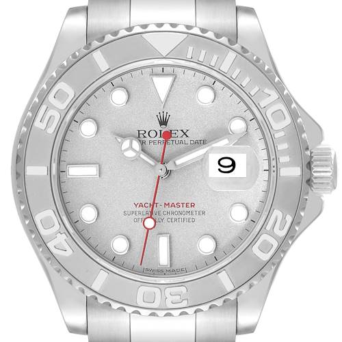 Photo of Rolex Yachtmaster Silver Dial Platinum Bezel Steel Mens Watch 16622 Box Papers
