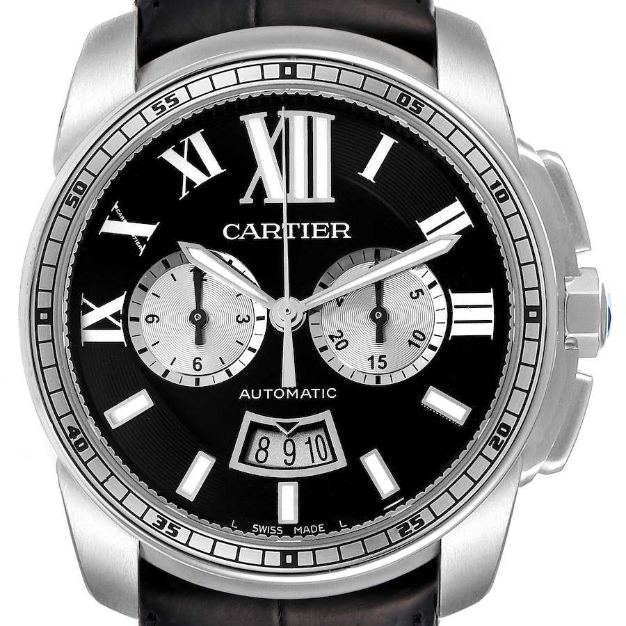 Cartier Calibre Divers Black Dial Rubber Strap Mens Watch W7100060 SwissWatchExpo