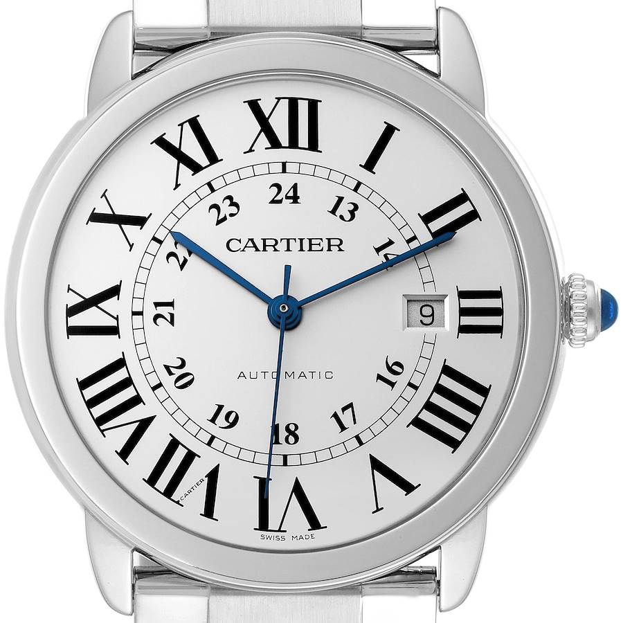 Cartier Ronde Solo XL Silver Dial Automatic Steel Watch W6701011 Box Card SwissWatchExpo