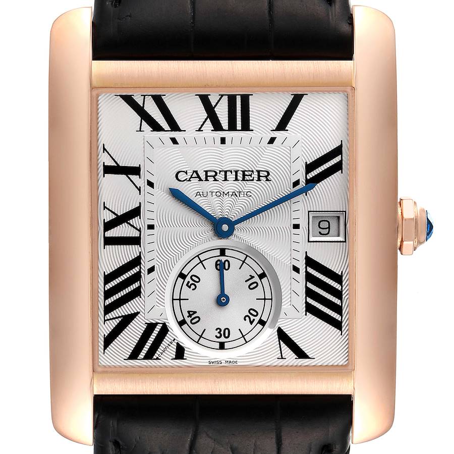 Cartier Tank MC Rose Gold Silver Dial Mens Watch W5330001 SwissWatchExpo