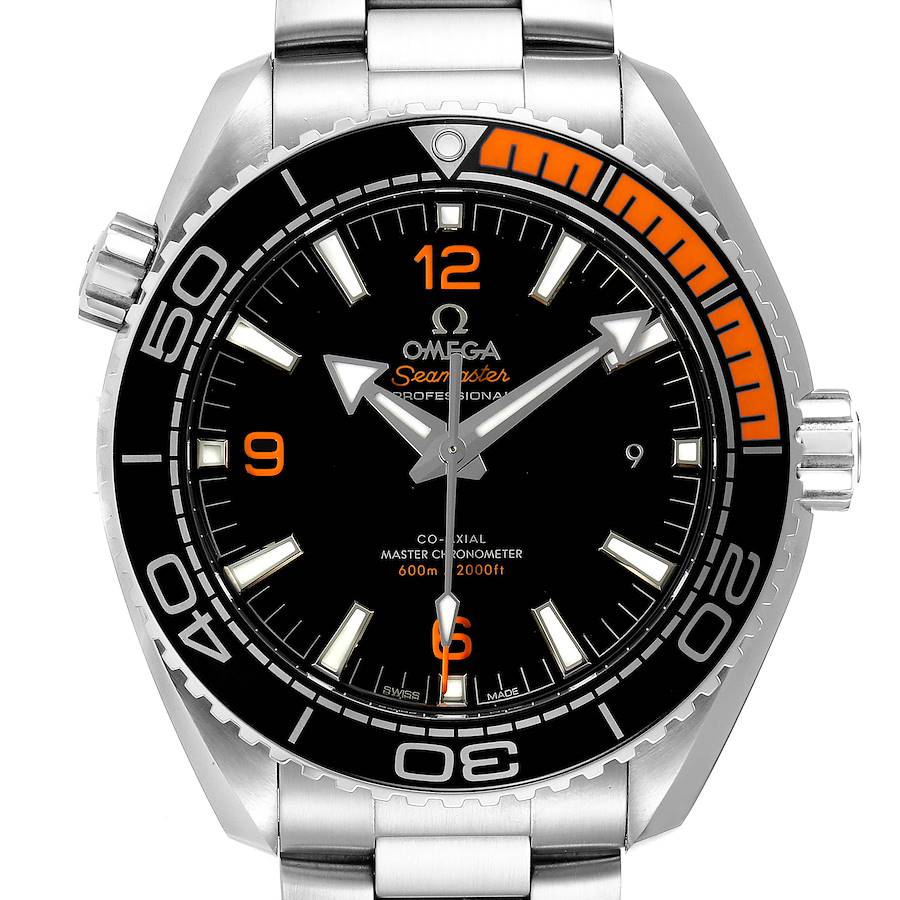 Omega Planet Ocean Black Orange Bezel Steel Mens Watch 215.30.44.21.01.002 Box Card SwissWatchExpo