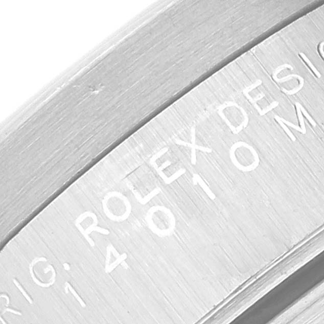 The image shows a close-up of the side engraving on a Rolex Air-King 14010 Men's Stainless Steel Pink Dial 14010 Men's Stainless Steel Pink Dial watch.