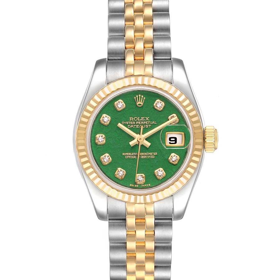Rolex Datejust 26 Steel Yellow Gold Jade Diamond Dial Watch 179173 Box Card SwissWatchExpo