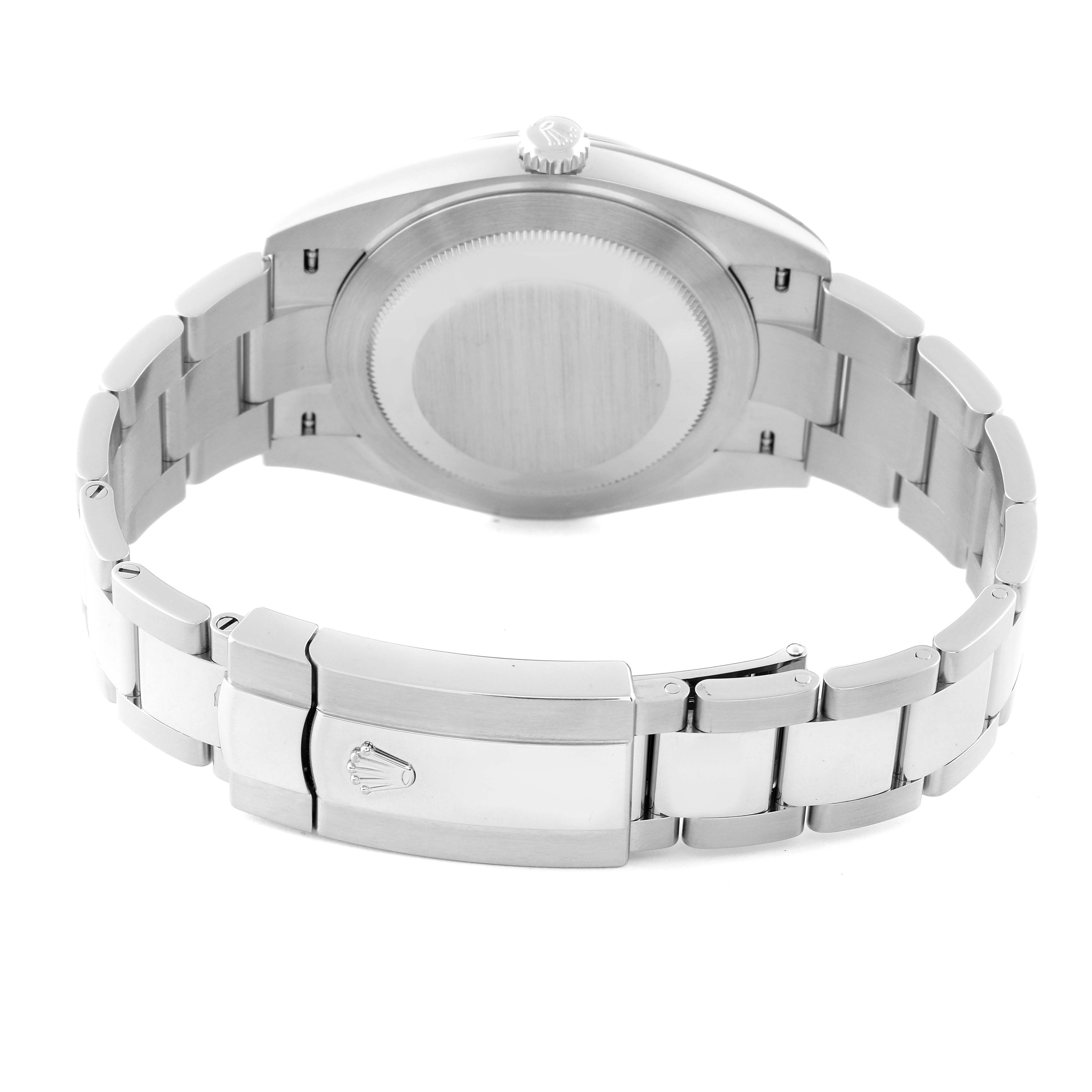 This image shows the back case and bracelet clasp of the Rolex Datejust 41 126300 Men
s Stainless Steel Grey Dial 126300 Men
s Stainless Steel Grey Dial watch.