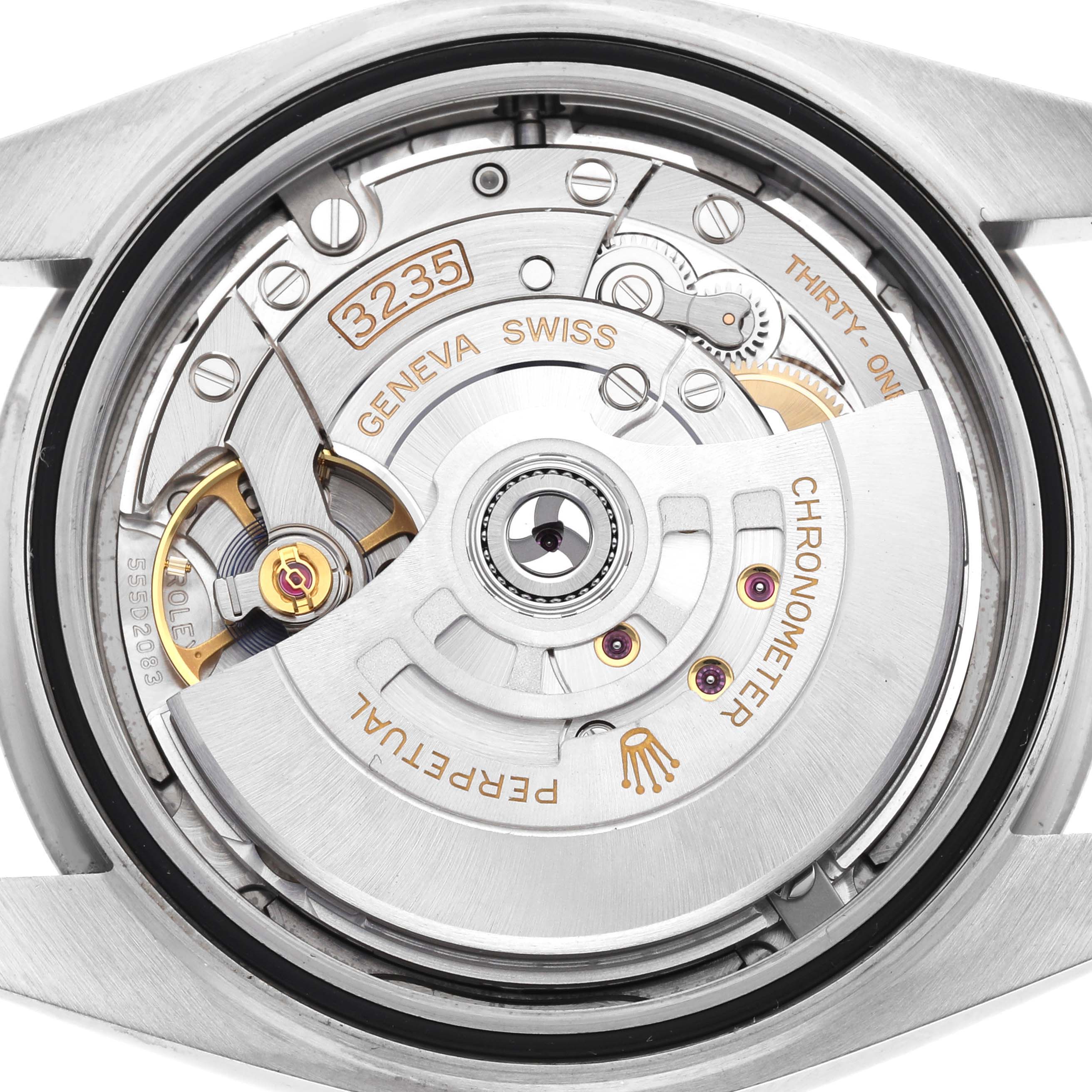 This image shows the movement of a Rolex Datejust 41 126334 Men's Stainless Steel Grey Dial 126334 Men's Stainless Steel Grey Dial watch model, specifically the Rolex Caliber 3235 mechanism.