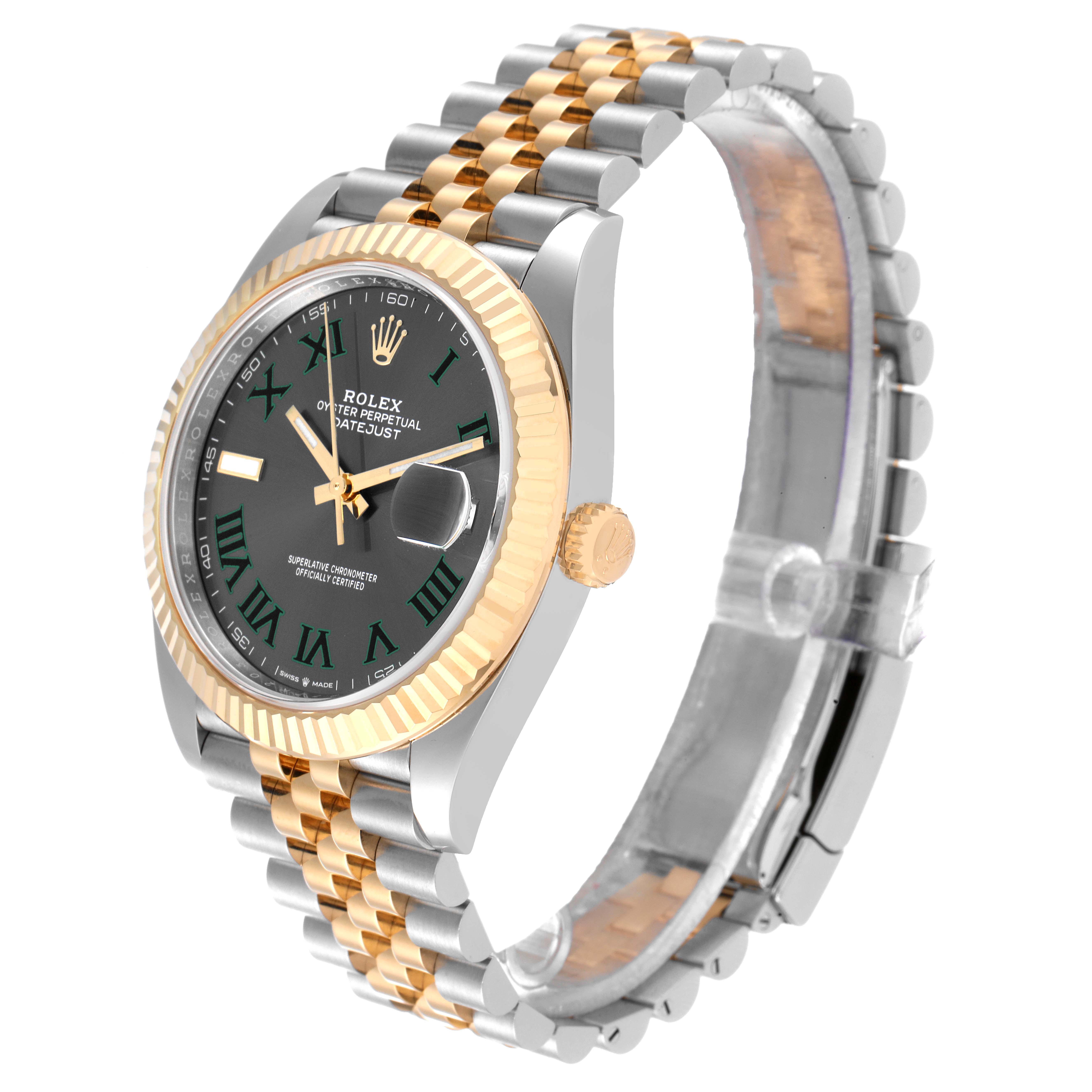 The Rolex Datejust 41 126333 Men
s Steel and Gold (two tone) Grey Dial 126333 Men
s Steel and Gold (two tone) Grey Dial watch is shown at a three-quarter angle displaying the face, bezel, and bracelet.