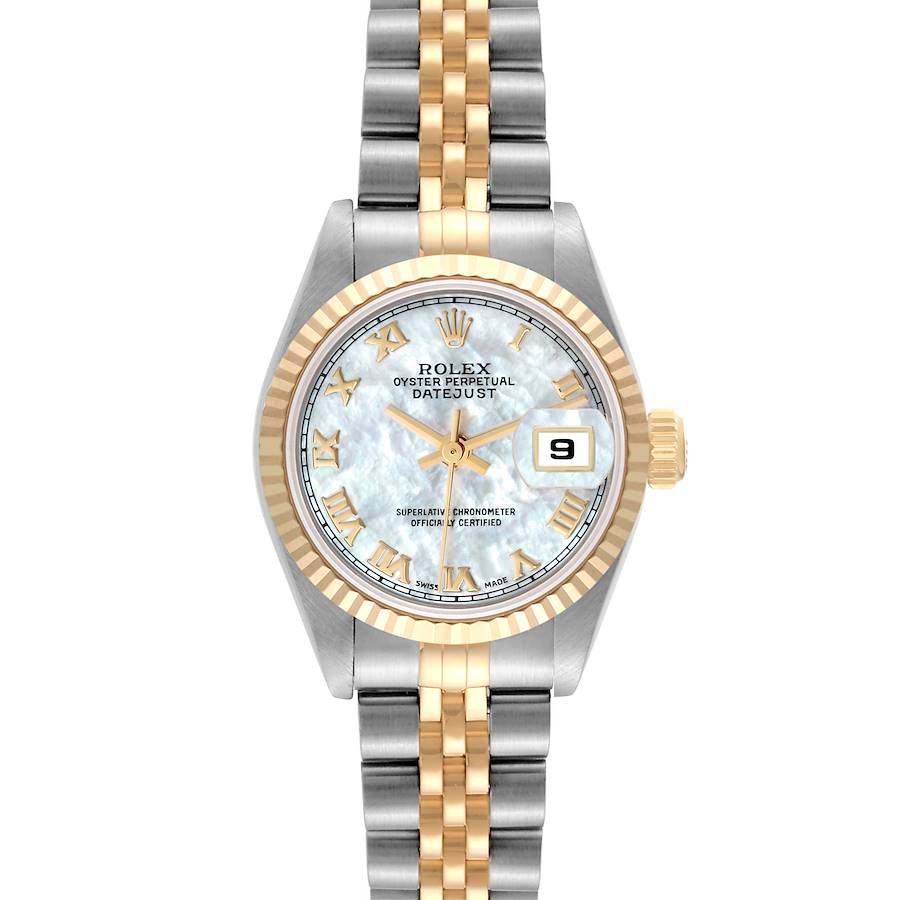 Rolex Datejust Mother of Pearl Dial Steel Yellow Gold Ladies Watch 69173 Box Papers SwissWatchExpo