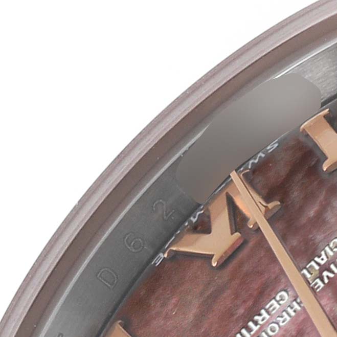 The image shows a close-up of the dial and part of the bezel of a Rolex Datejust 179171 Women's Steel and Gold (two tone) Mother of Pearl Dial 179171 Women's Steel and Gold (two tone) Mother of Pearl Dial watch, focusing on an hour marker.