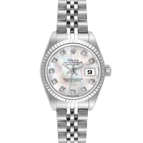 Photo of Rolex Datejust Steel White Gold MOP Diamond Dial Ladies Watch 79174 Box Papers