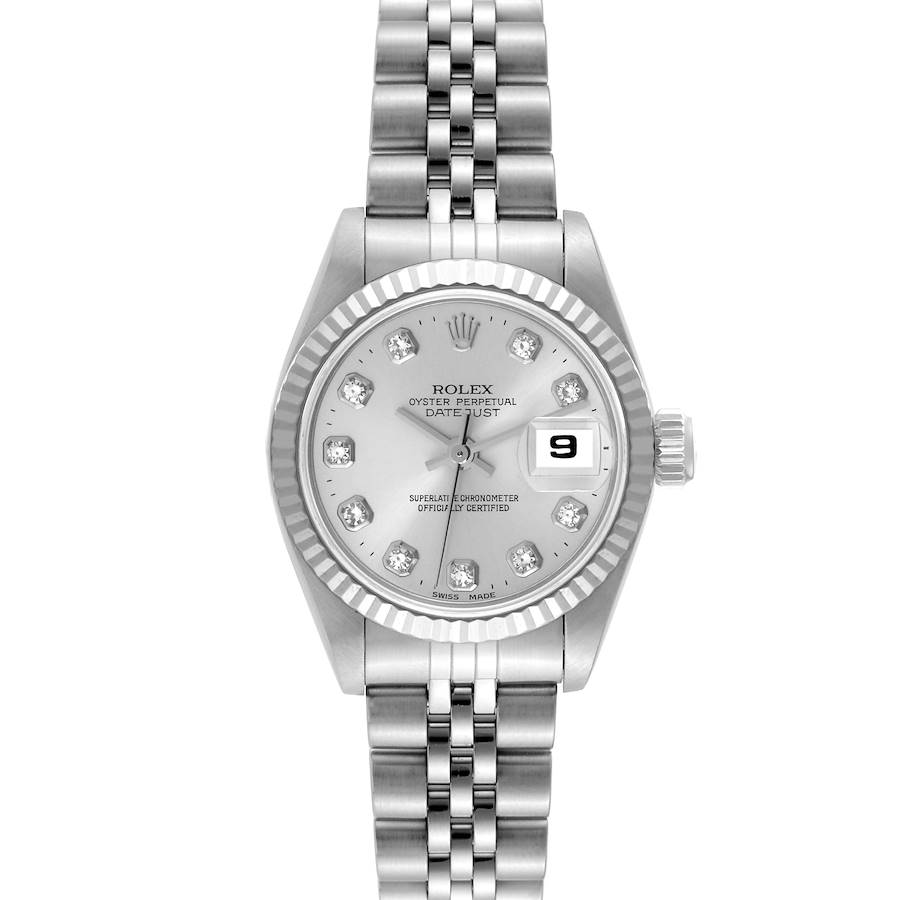 Rolex Datejust Steel White Gold Silver Diamond Dial Ladies Watch 69174 SwissWatchExpo