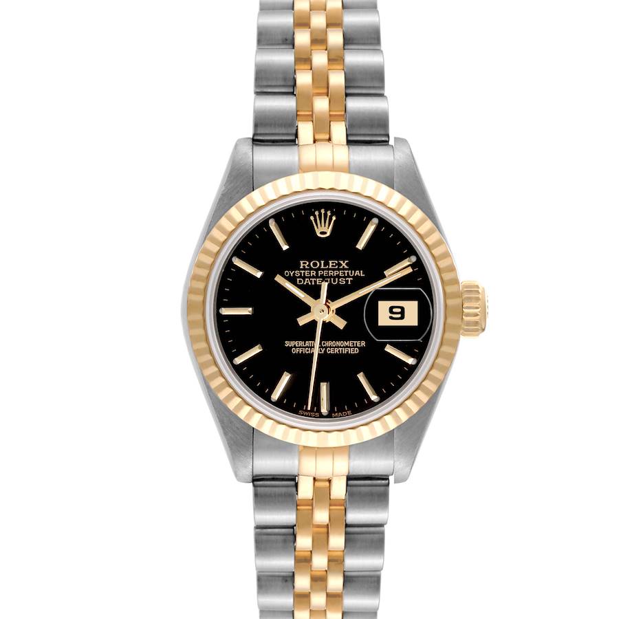 Rolex Datejust Steel Yellow Gold Black Dial Ladies Watch 79173 SwissWatchExpo