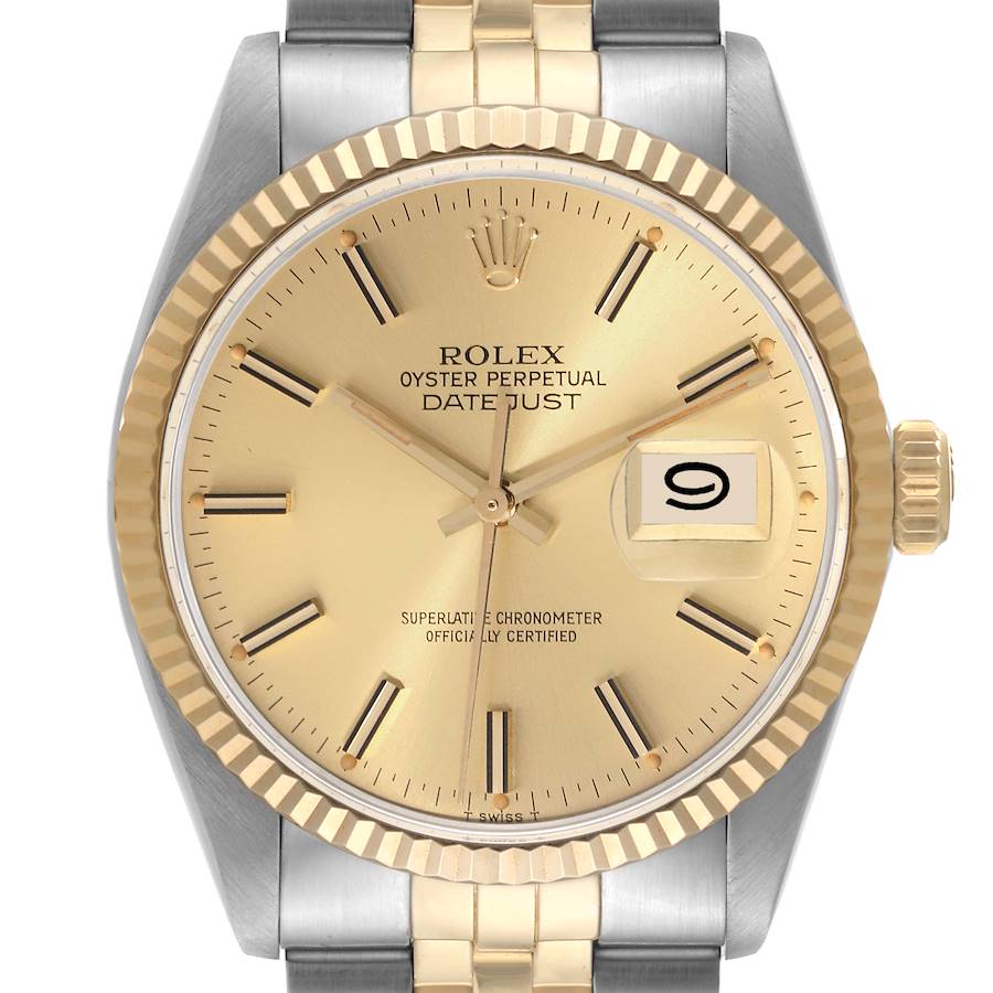 Rolex Datejust Steel Yellow Gold Champagne Dial Vintage Mens Watch 16013 SwissWatchExpo