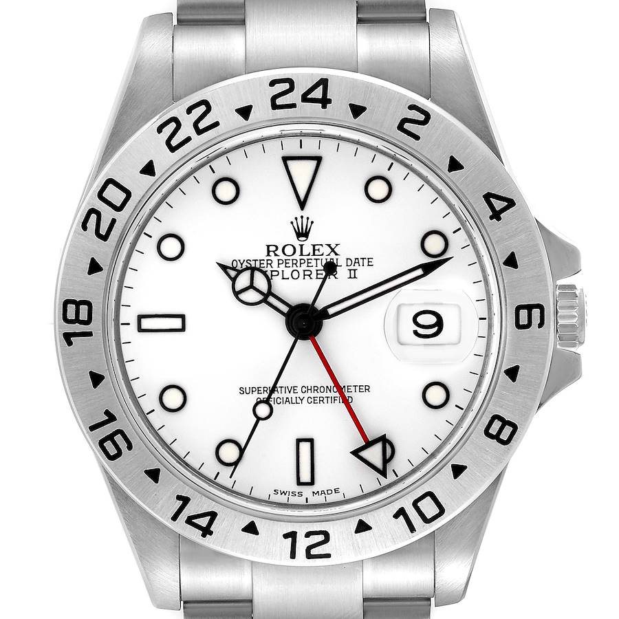 Rolex Explorer II Polar White Dial Steel Mens Watch 16570 SwissWatchExpo