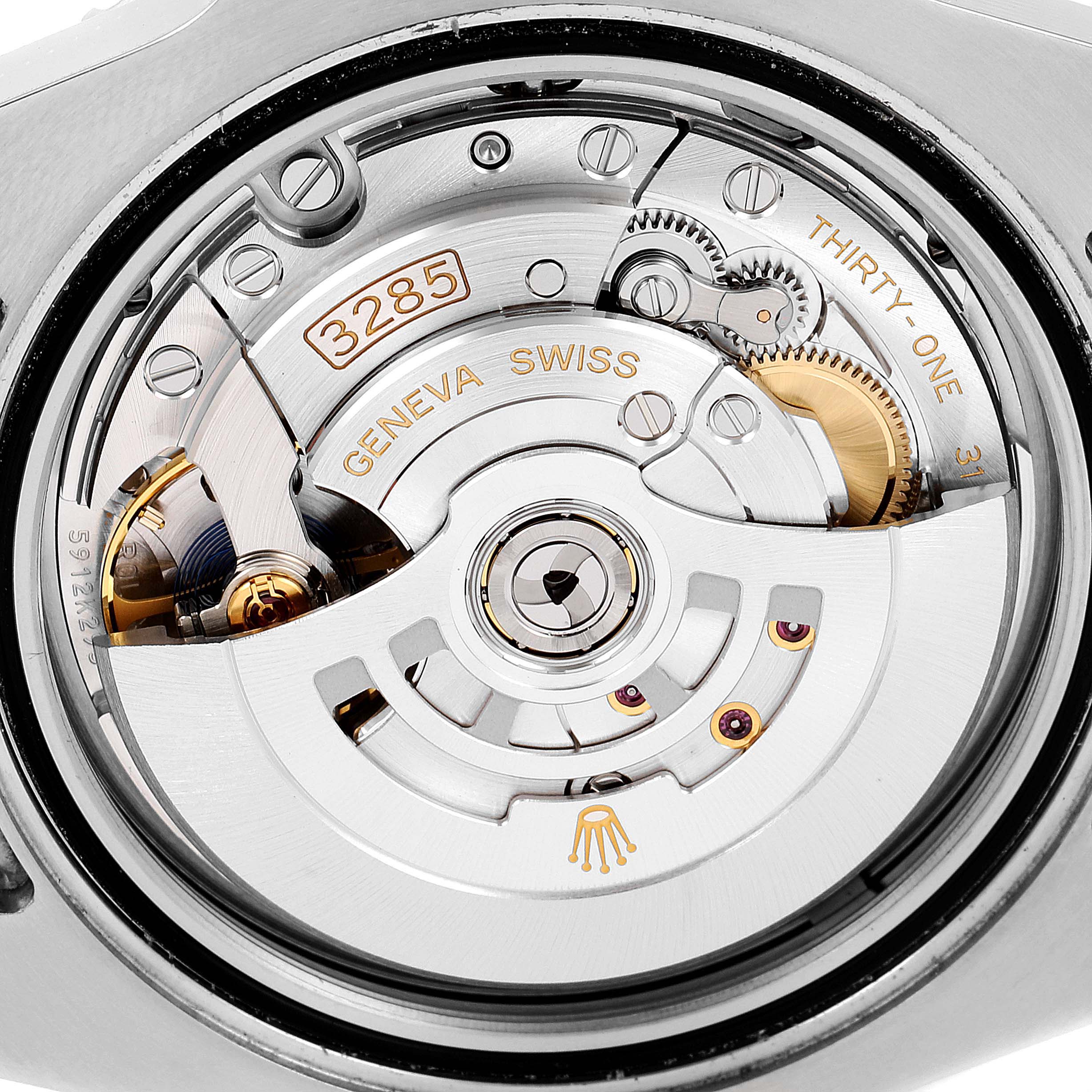 This image shows the intricate movement mechanism of the Rolex GMT-Master 126710 Men
s Stainless Steel Black Dial 126710 Men
s Stainless Steel Black Dial watch, showcasing the Caliber 3285.