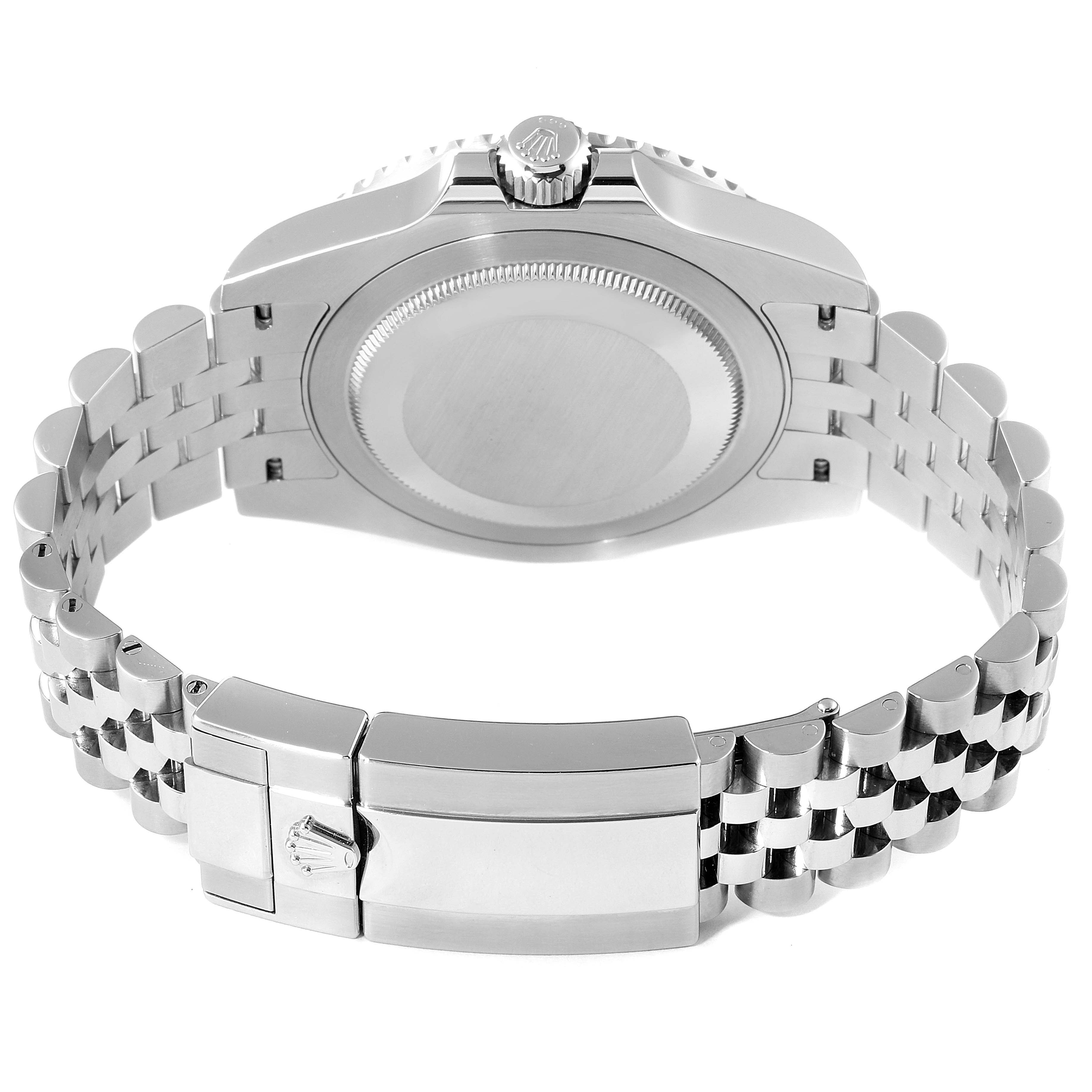 The image shows the back case and clasp of a Rolex GMT-Master 126710 Men
s Stainless Steel Black Dial 126710 Men
s Stainless Steel Black Dial, viewed from the rear.