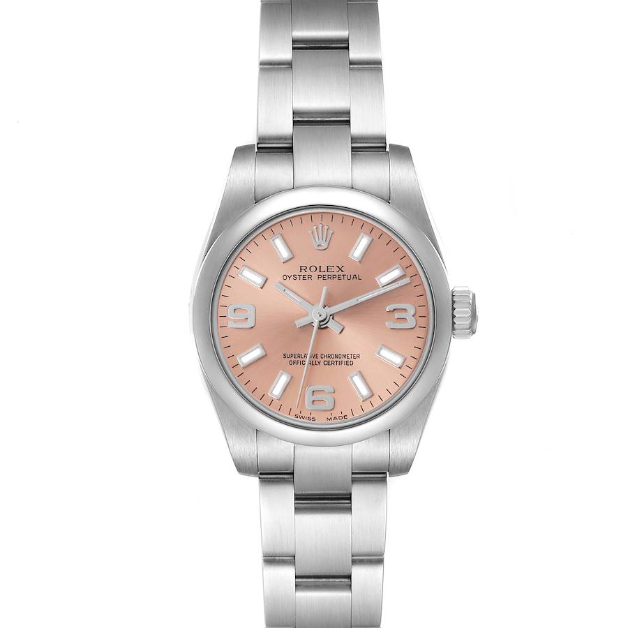 Rolex Oyster Perpetual Salmon Dial Steel Ladies Watch 176200 SwissWatchExpo