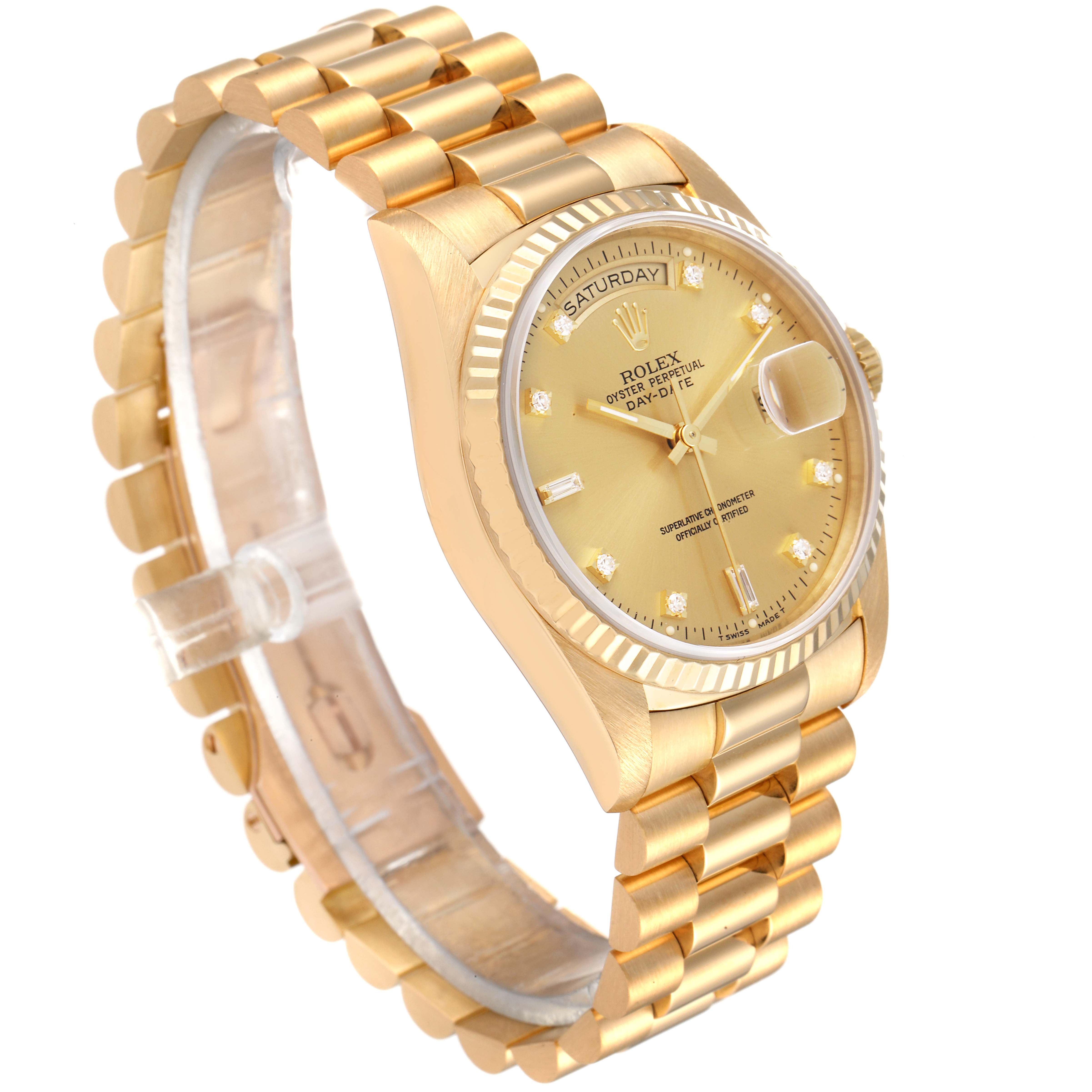 Rolex President Day-Date 36mm Yellow Gold Diamond Mens Watch 18238 ...