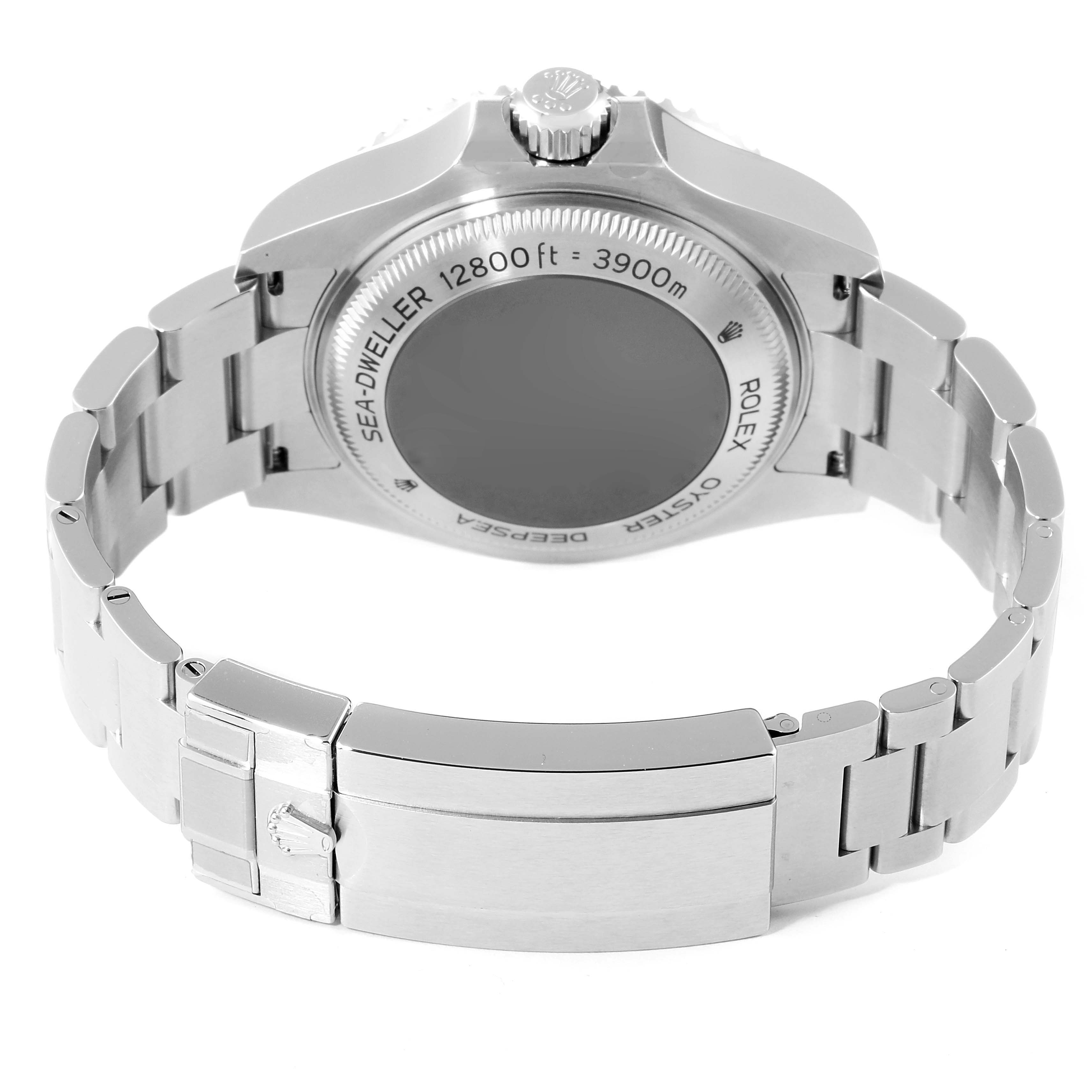 The image shows the back view of a Rolex Sea-Dweller 126660 Men's Stainless Steel Blue Dial 126660 Men's Stainless Steel Blue Dial watch, highlighting its clasp and case back.