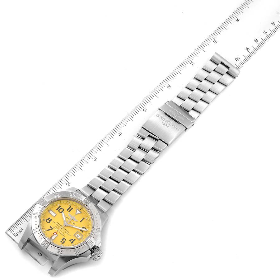 Breitling Avenger Seawolf Yellow Dial Steel Mens Watch A17330 Box Papers SwissWatchExpo