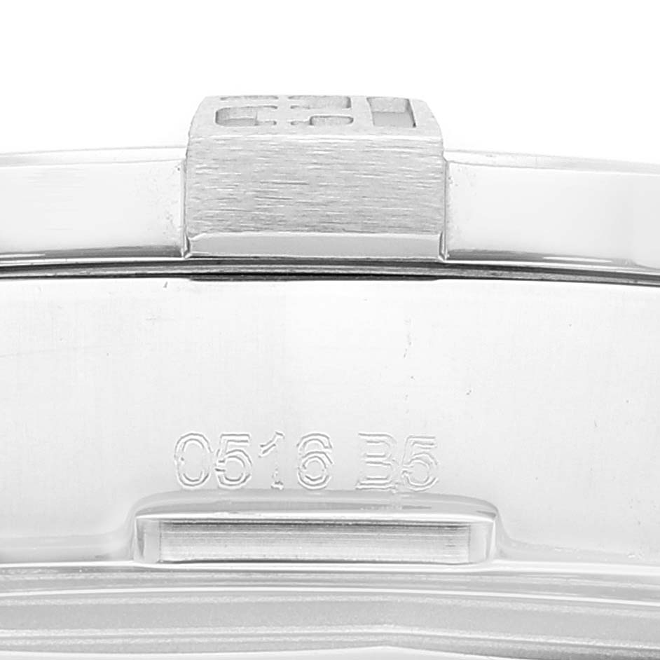 This close-up image shows the case back and serial number engraving of the Breitling Avenger A3239011-C872-170A Men's Stainless Steel Mother of Pearl Dial A3239011-C872-170A Men's Stainless Steel Mother of Pearl Dial watch.