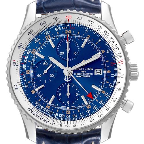 Photo of Breitling Navitimer World Blue Dial Steel Mens Watch A24322 Box Card