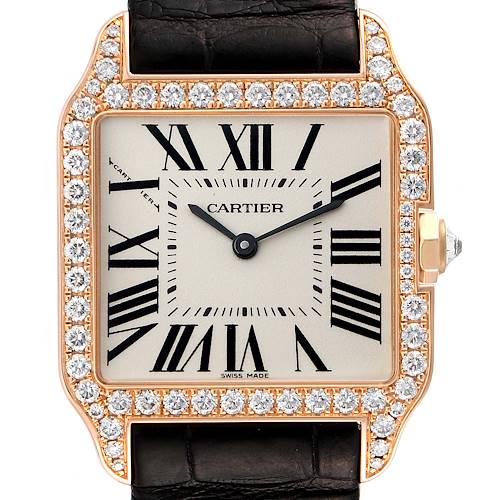 Photo of Cartier Santos Dumont Rose Gold Silver Dial Mens Watch WH100351