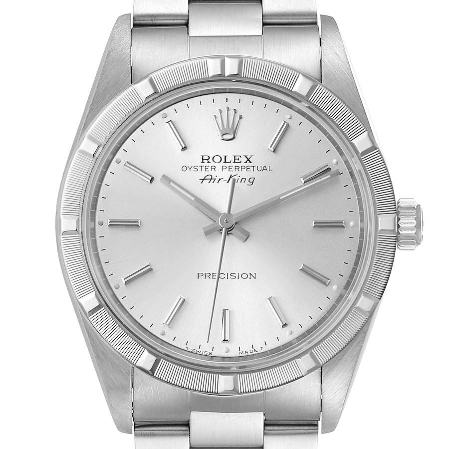 Rolex Air King Silver Dial 34mm Oyster Bracelet Steel Mens Watch 14010 SwissWatchExpo