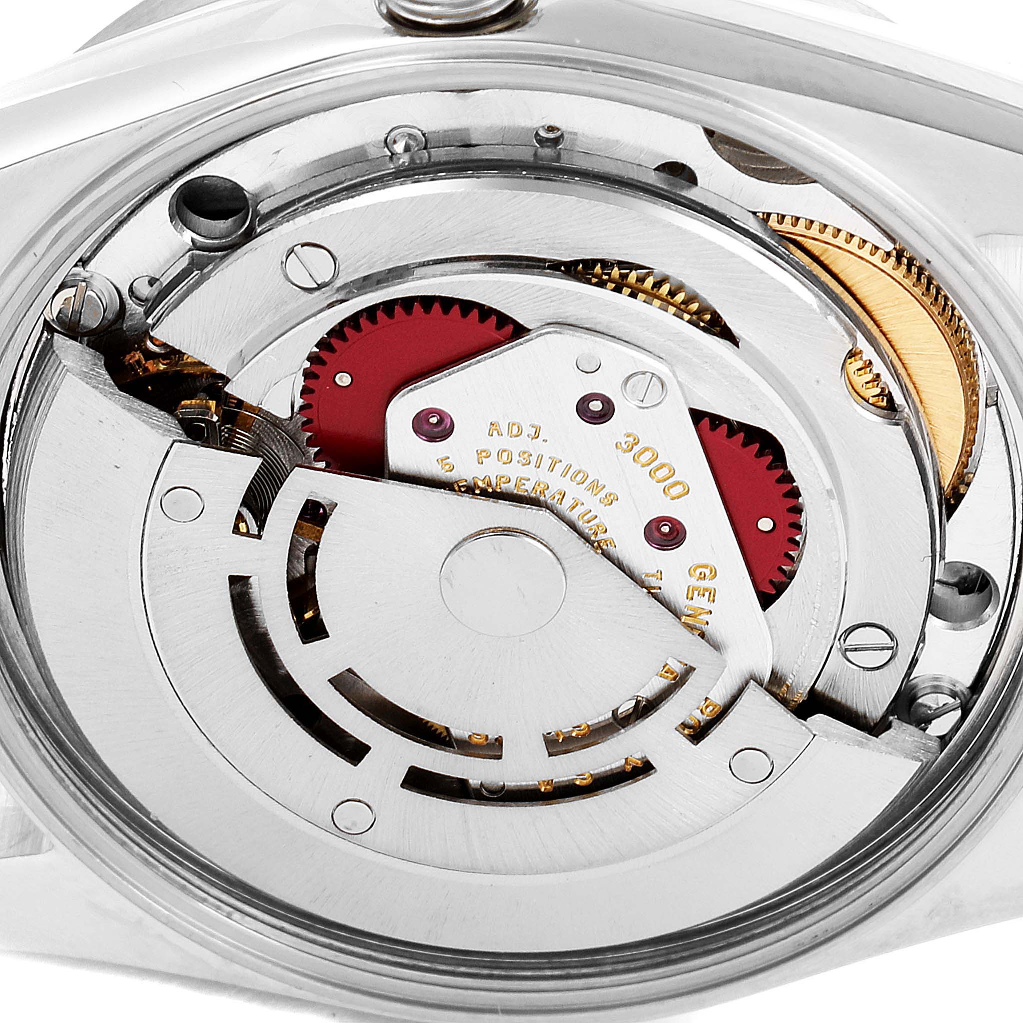 This image shows the movement mechanism of a Rolex Air-King 14010 Men's Stainless Steel Silver Dial 14010 Men's Stainless Steel Silver Dial watch from the back.