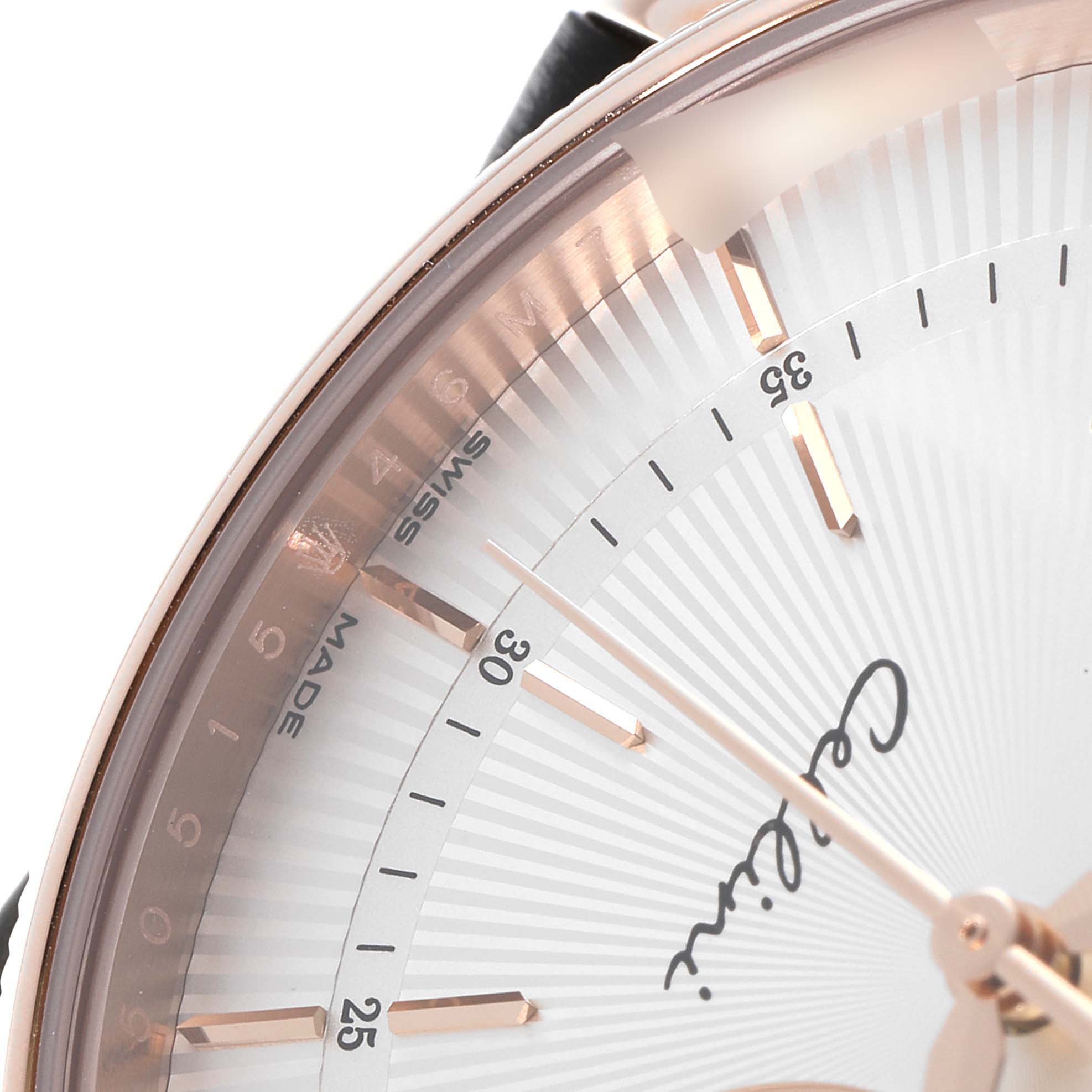 The image shows a close-up of the face and bezel of a Rolex Cellini 50515 Men's Rose Gold Silver Dial 50515 Men's Rose Gold Silver Dial watch, displaying part of the minute markers and the "Cellini" signature.