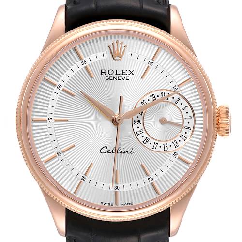 Photo of Rolex Cellini Date 18K Everose Gold Silver Dial Mens Watch 50515