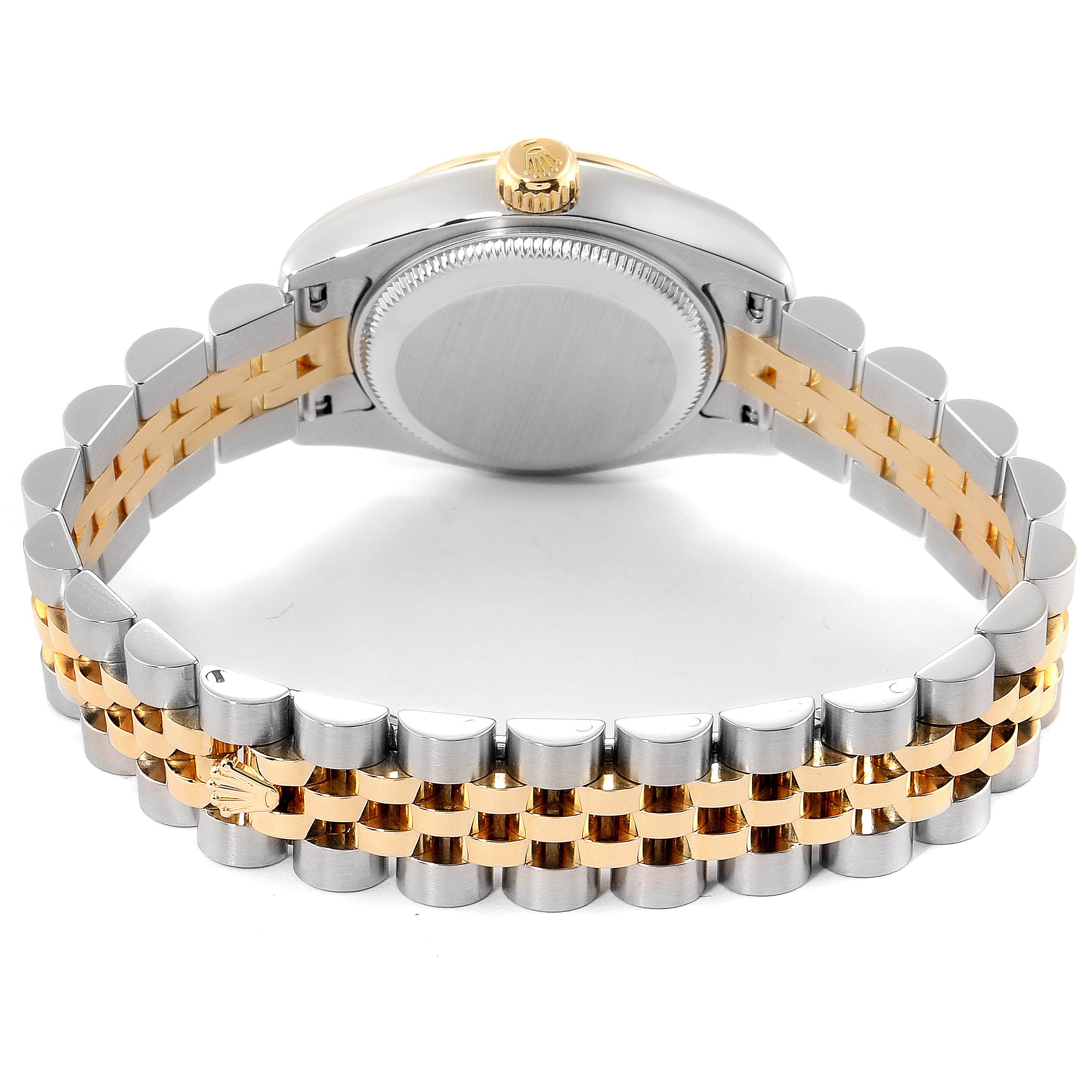 This image shows the back and bracelet of the Rolex Datejust 179173 Women
s Steel and Gold (two tone) Champagne Dial 179173 Women
s Steel and Gold (two tone) Champagne Dial watch.