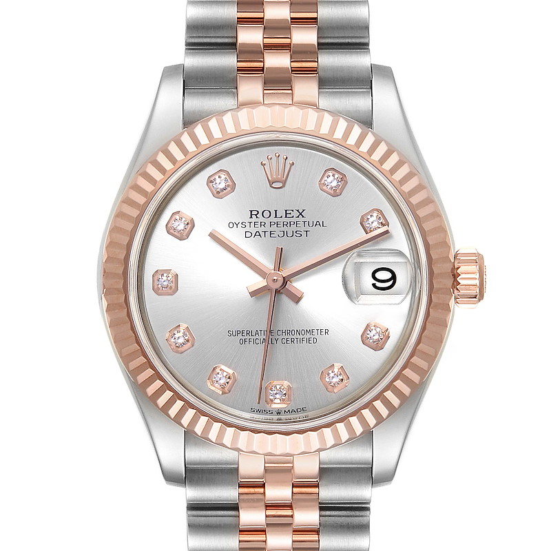 Rolex Datejust 31 Midsize Steel Rose Gold Diamond Ladies Watch 278271 SwissWatchExpo