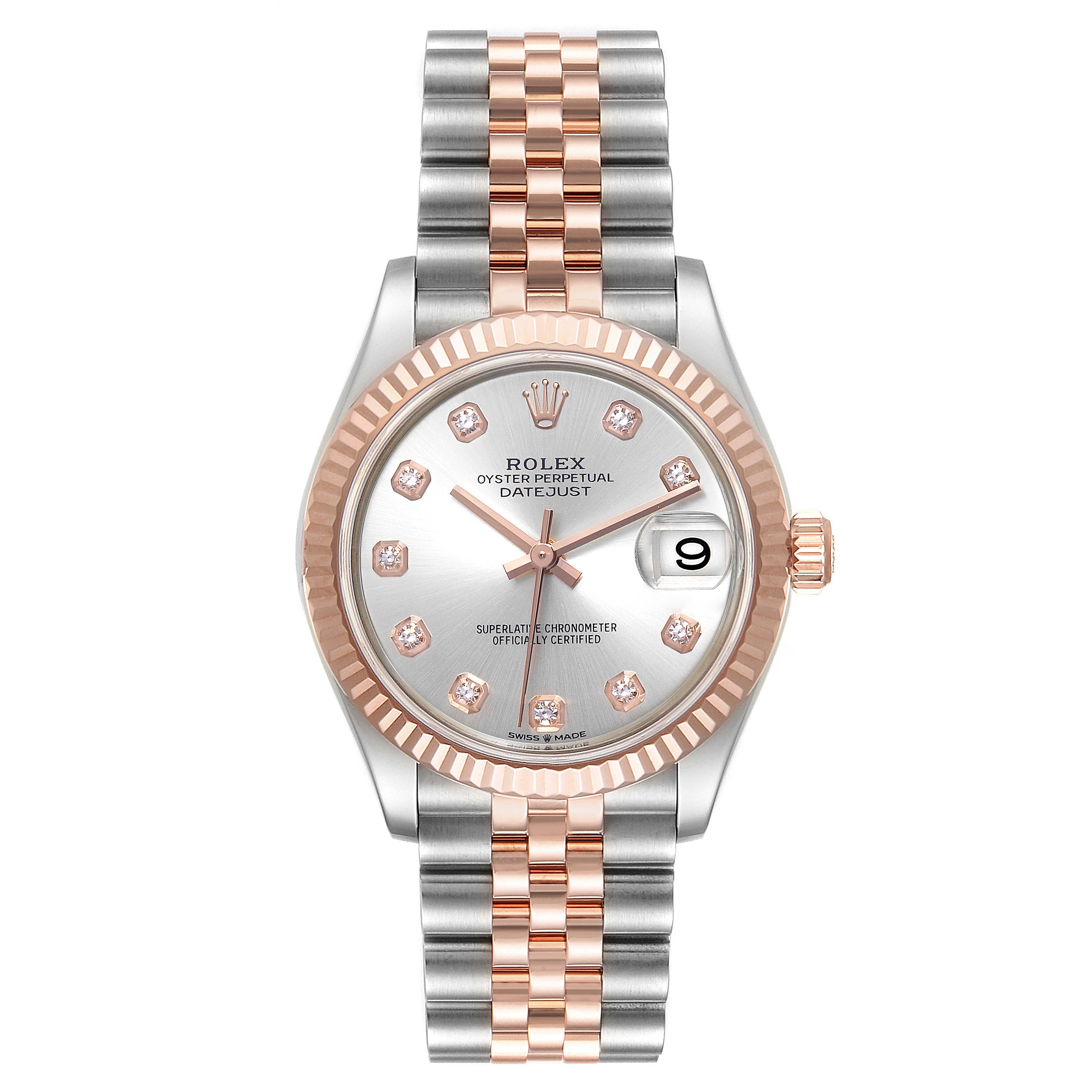 Rolex Datejust 31 Midsize Steel Rose Gold Diamond Ladies Watch 278271 ...