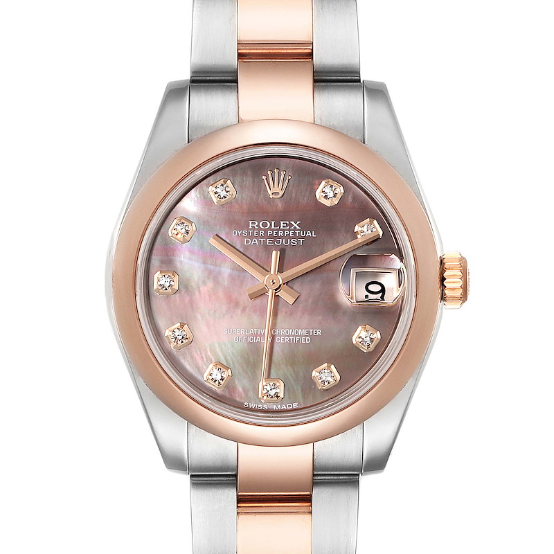 Rolex Datejust 31 Midsize Steel Rose Gold MOP Diamond Ladies Watch 178241 SwissWatchExpo