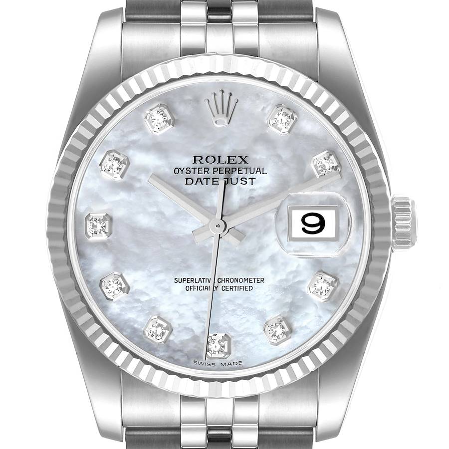Rolex Datejust 36 Mother of Pearl Diamond Unisex Watch 116234 SwissWatchExpo