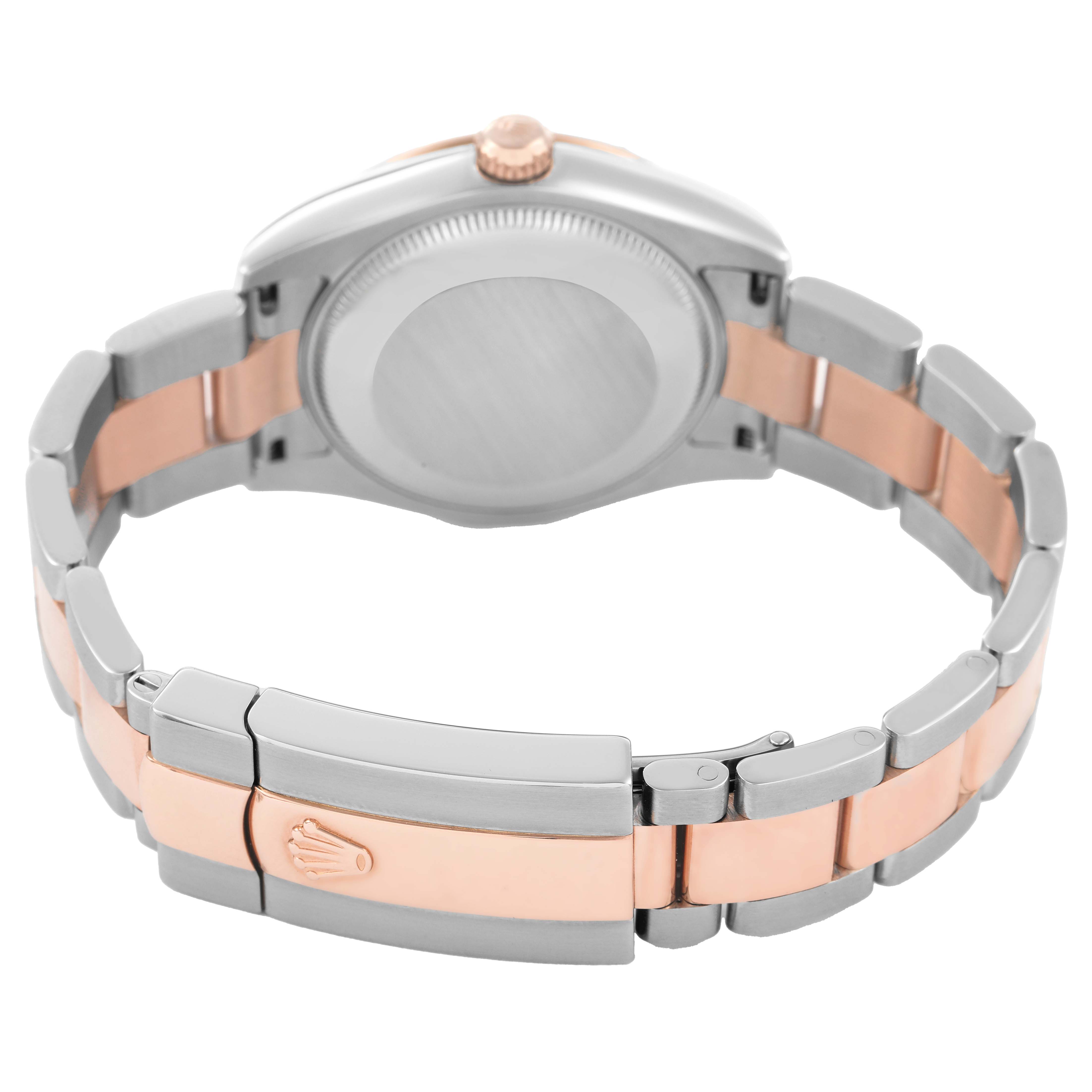 The image shows the back and clasp of a Rolex Datejust 178341 Women's Steel and Gold (two tone) Black Dial watch, featuring a two-tone bracelet.