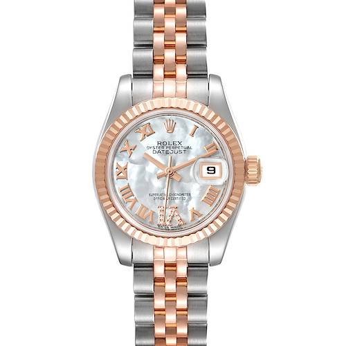 Photo of Rolex Datejust Steel Rose Gold Mother of Pearl Diamond Ladies Watch 179171