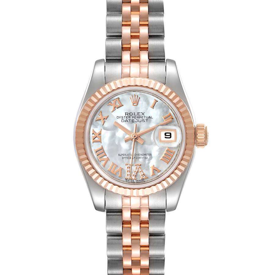 Rolex Datejust Steel Rose Gold Mother of Pearl Diamond Ladies Watch 179171 SwissWatchExpo